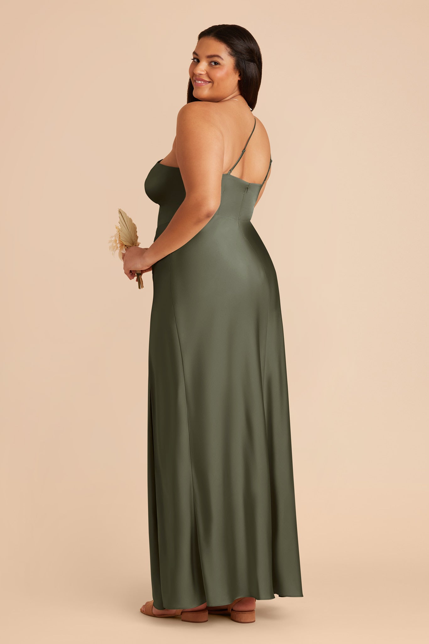 Matte Satin Dress in Olive | Kensie