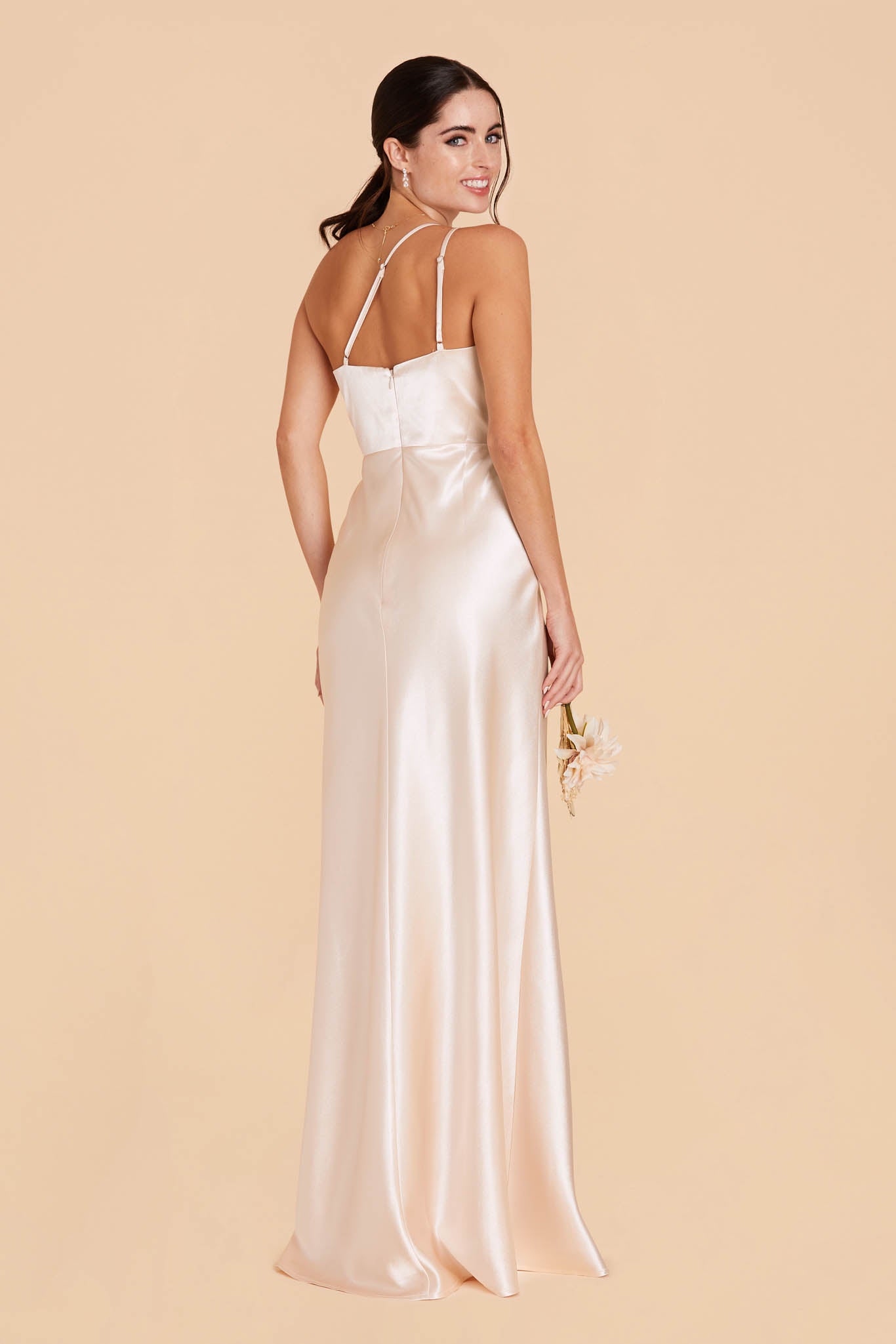 Champagne Satin Party Dress | Kensie Shiny Elegant Gown
