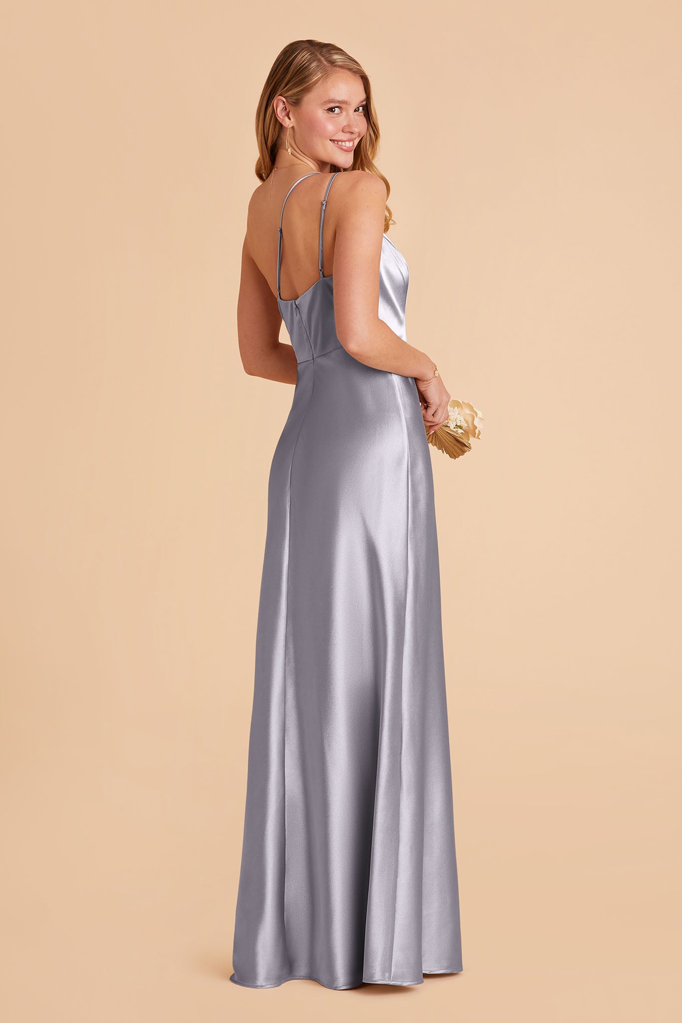 Shiny Satin Dress in Dusty Blue | Kensie Elegant Evening Wear