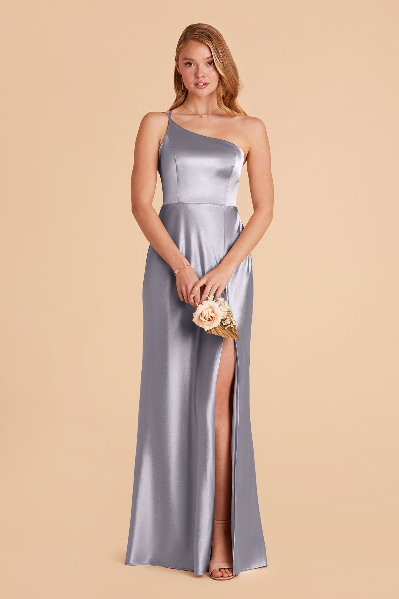 Shiny Satin Dress in Dusty Blue | Kensie Elegant Evening Wear