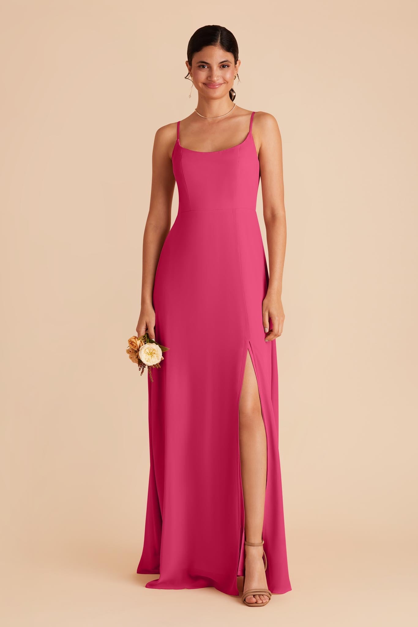 Chiffon Scoop Dress in Fuchsia | Amy