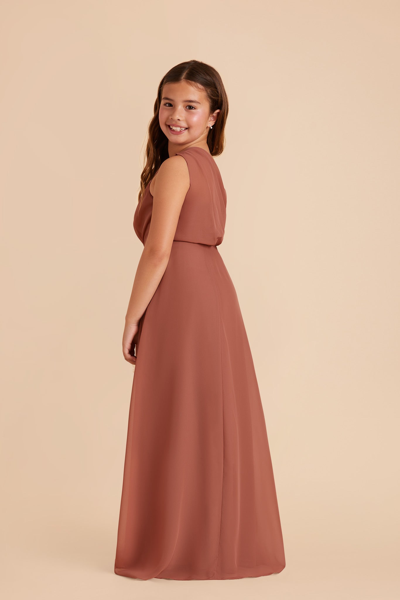 One-Shoulder Chiffon Dress for Tweens | Kiara Junior Desert Rose