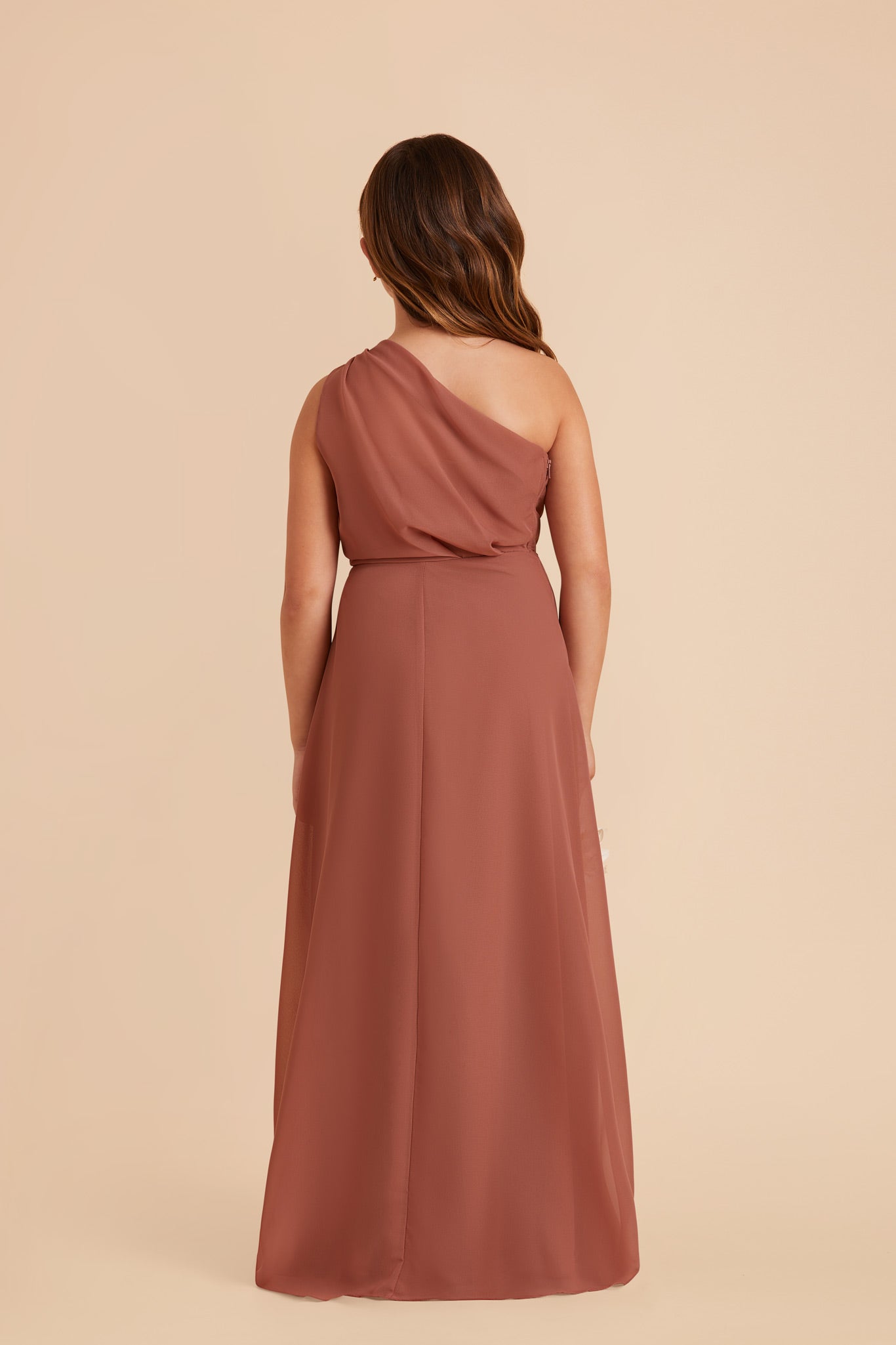 One-Shoulder Chiffon Dress for Tweens | Kiara Junior Desert Rose