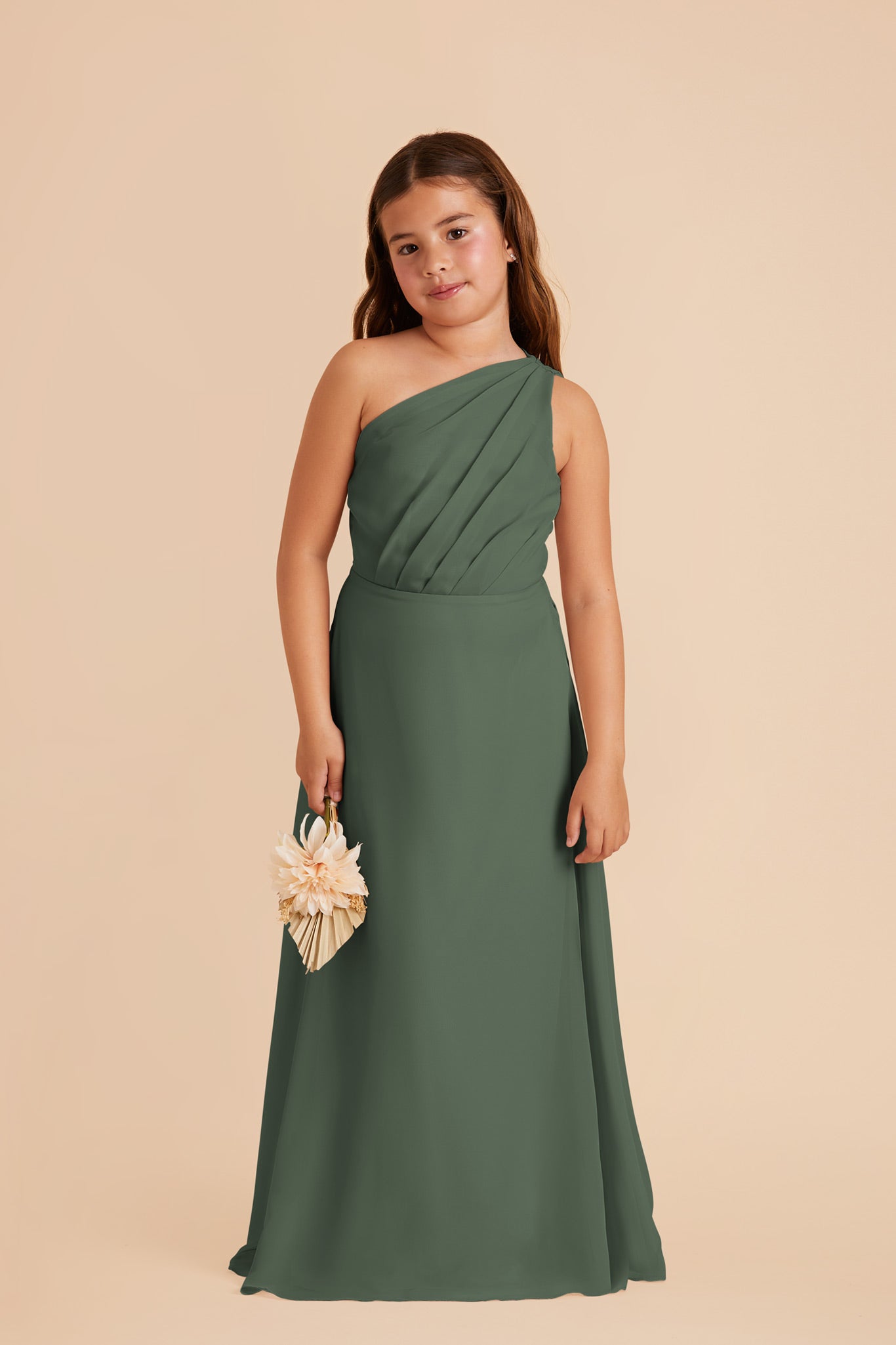 One-Shoulder Chiffon Dress for Tweens | Kiara Junior - Eucalyptus