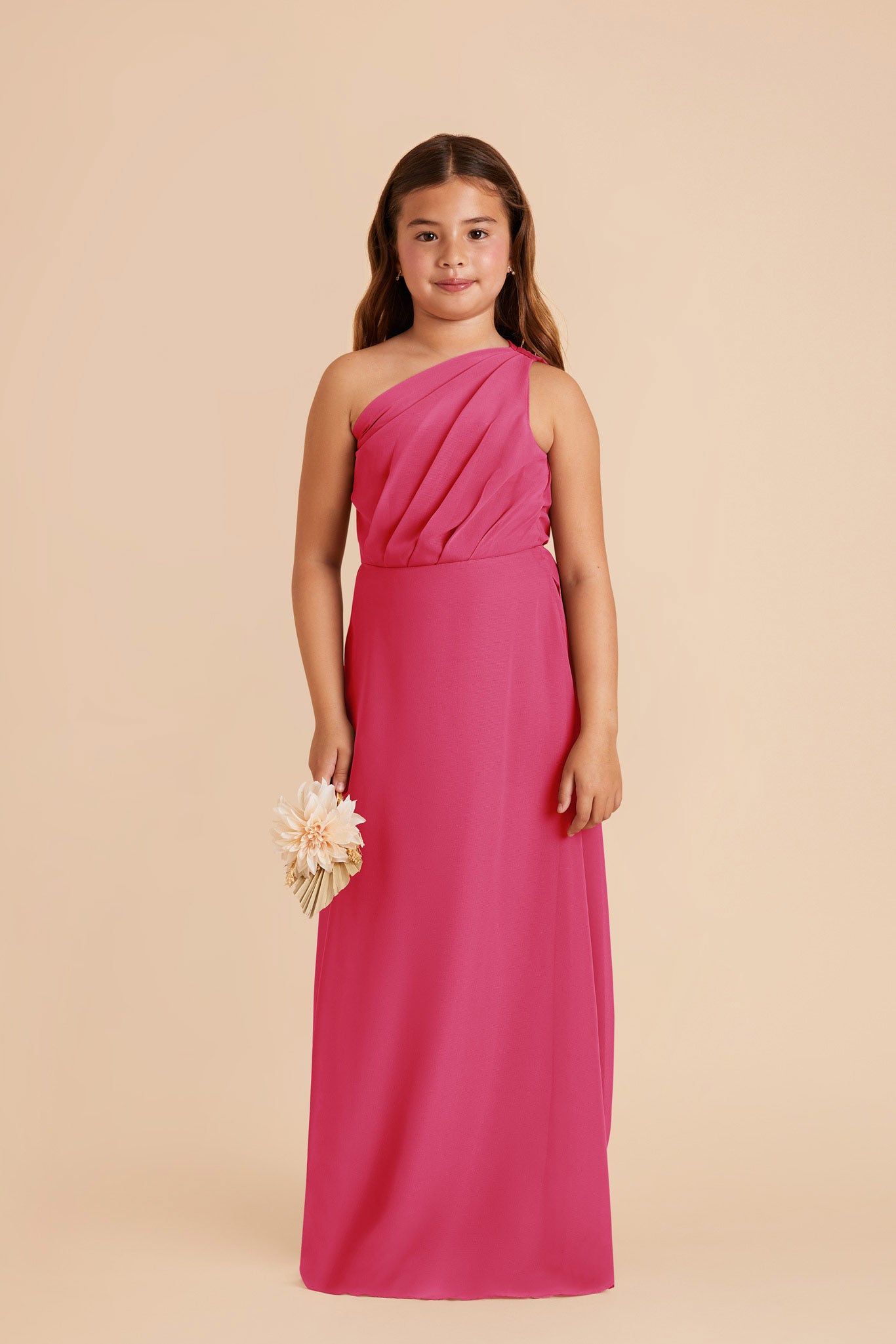 Junior One-Shoulder Chiffon Dress for Tweens | Kiara Fuchsia
