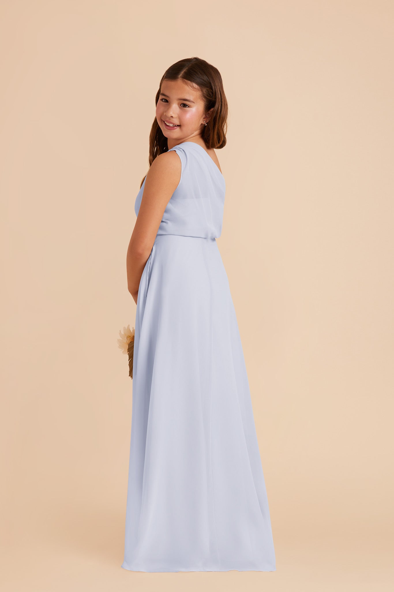 Junior Chiffon One-Shoulder Dress for Tweens | Kiara Ice Blue