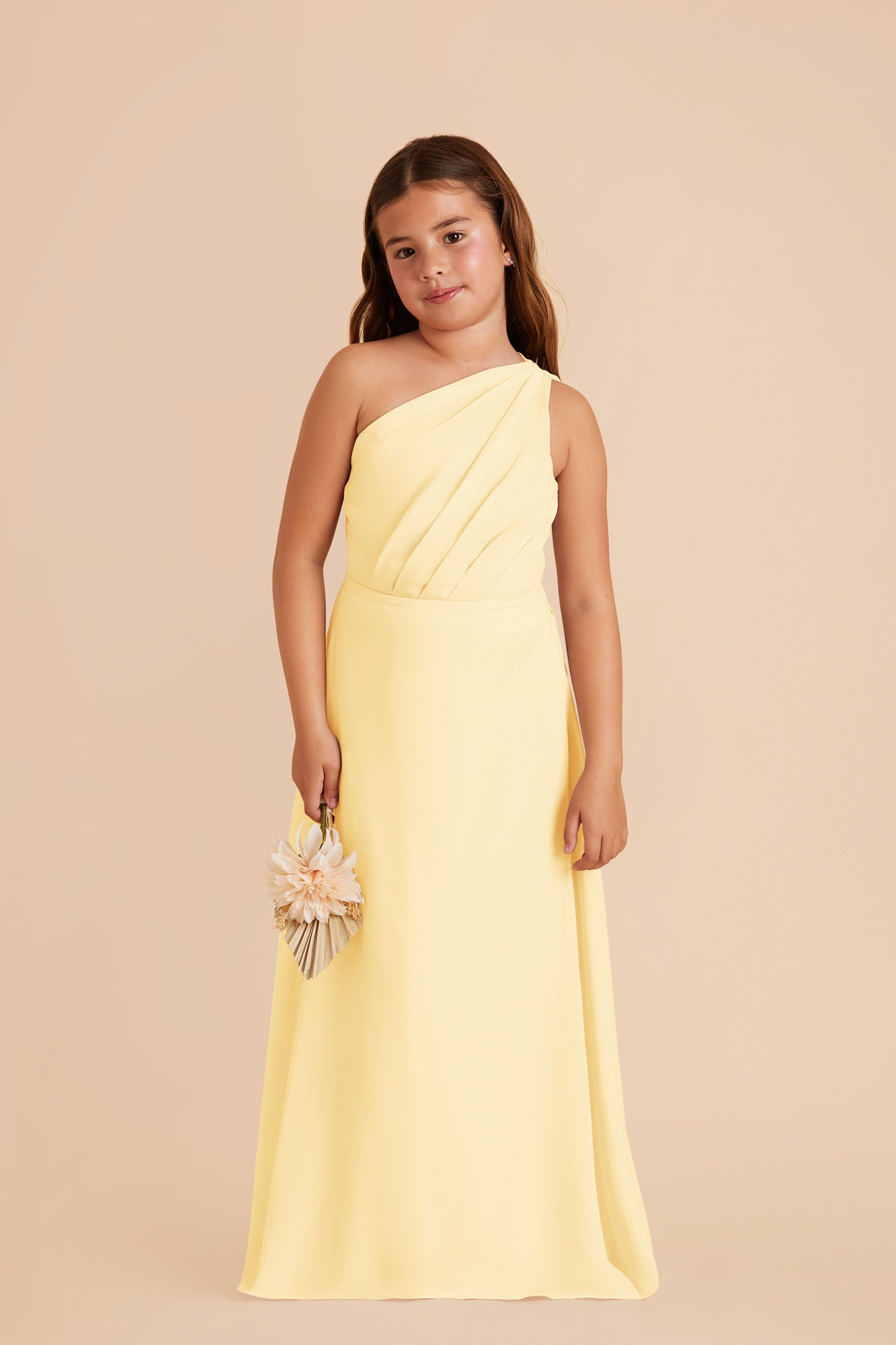Junior One-Shoulder Chiffon Dress for Tweens | Kiara Lemon Sorbet