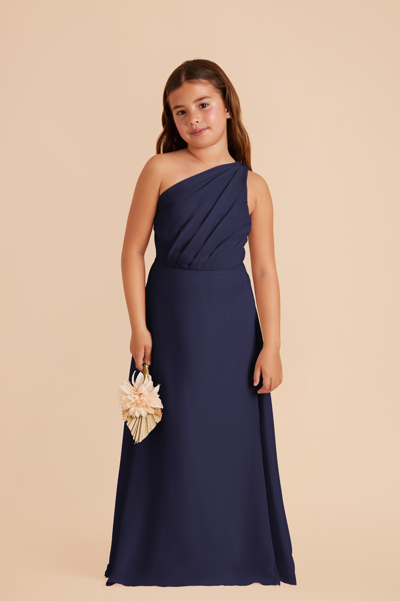 Junior Girls' One-Shoulder Chiffon Dress | Kiara Navy