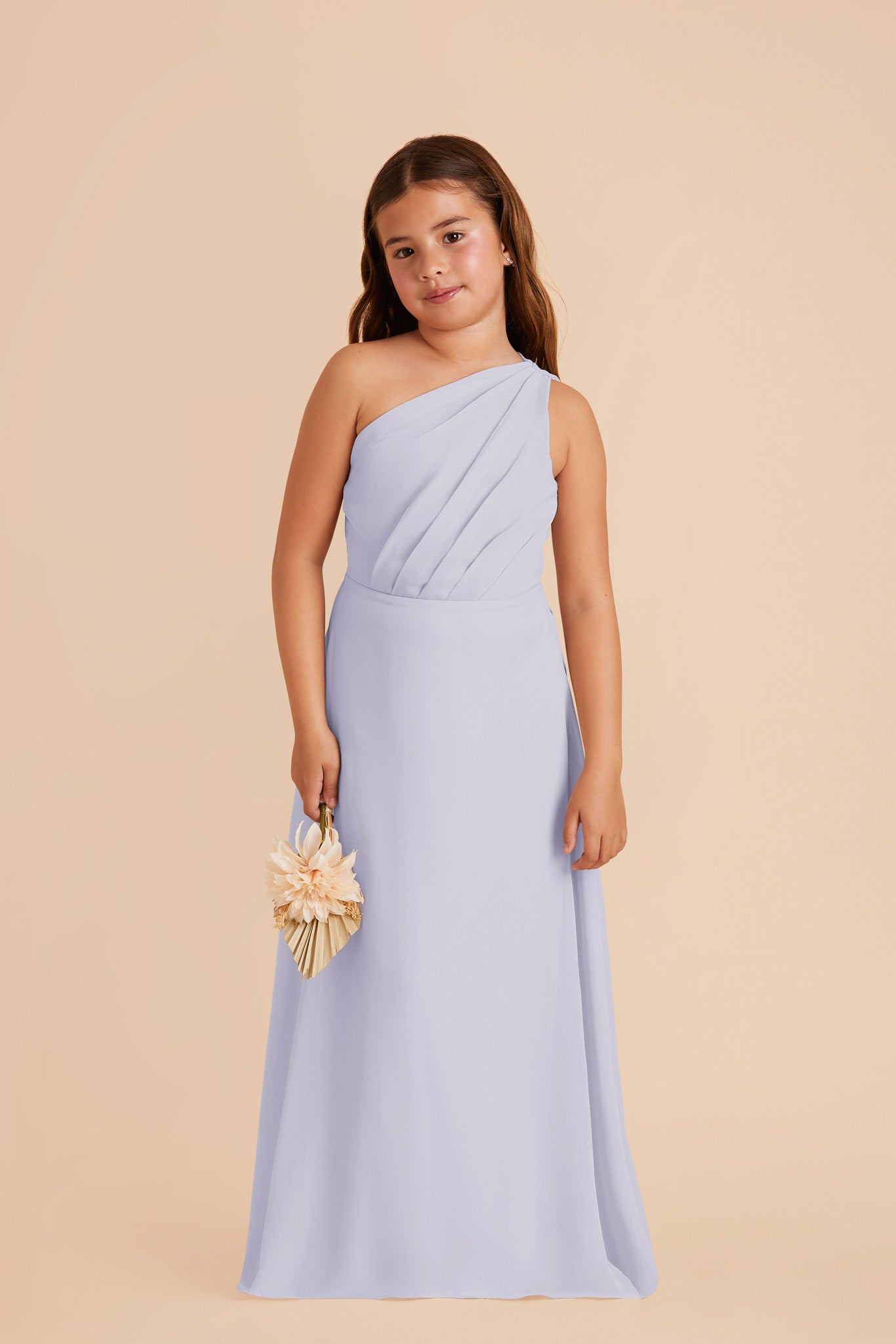 One-Shoulder Chiffon Dress for Girls | Kiara Junior Periwinkle Blue