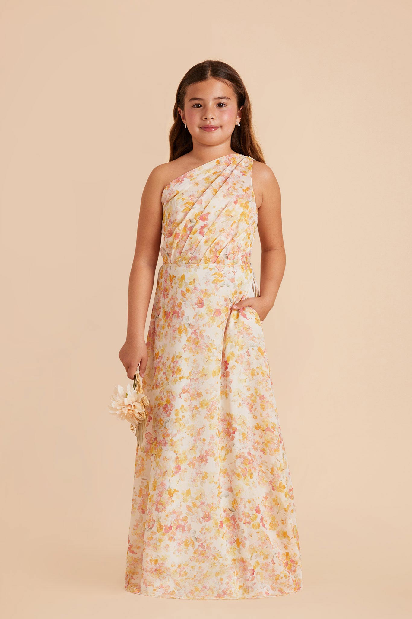 Junior Chiffon Dress with Pressed Floral | Kiara