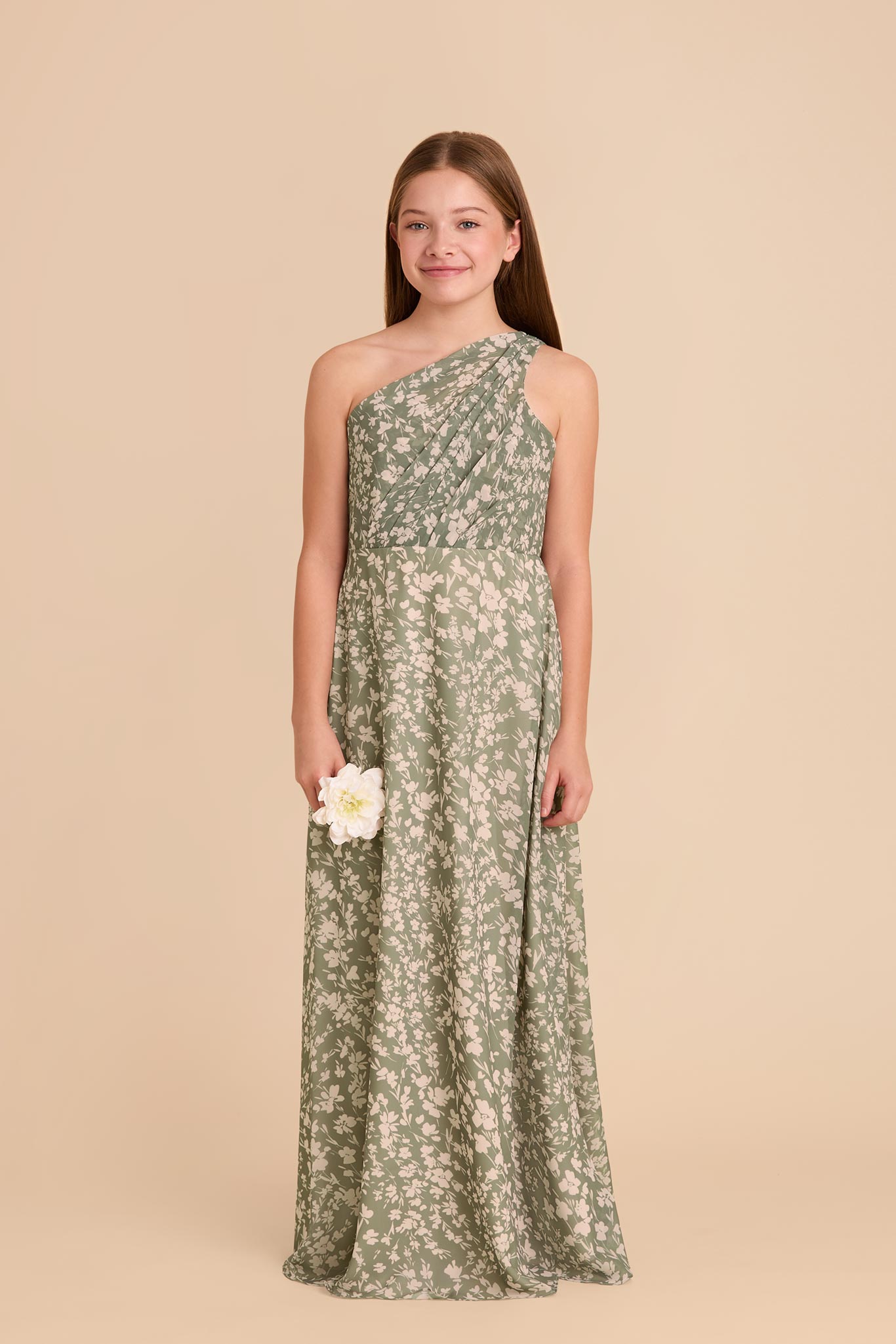 Junior Chiffon Dress with One-Shoulder Design | Kiara Thyme Floral