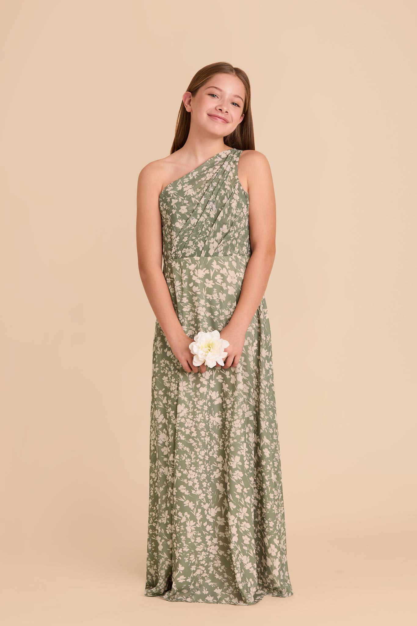 Junior Chiffon Dress with One-Shoulder Design | Kiara Thyme Floral