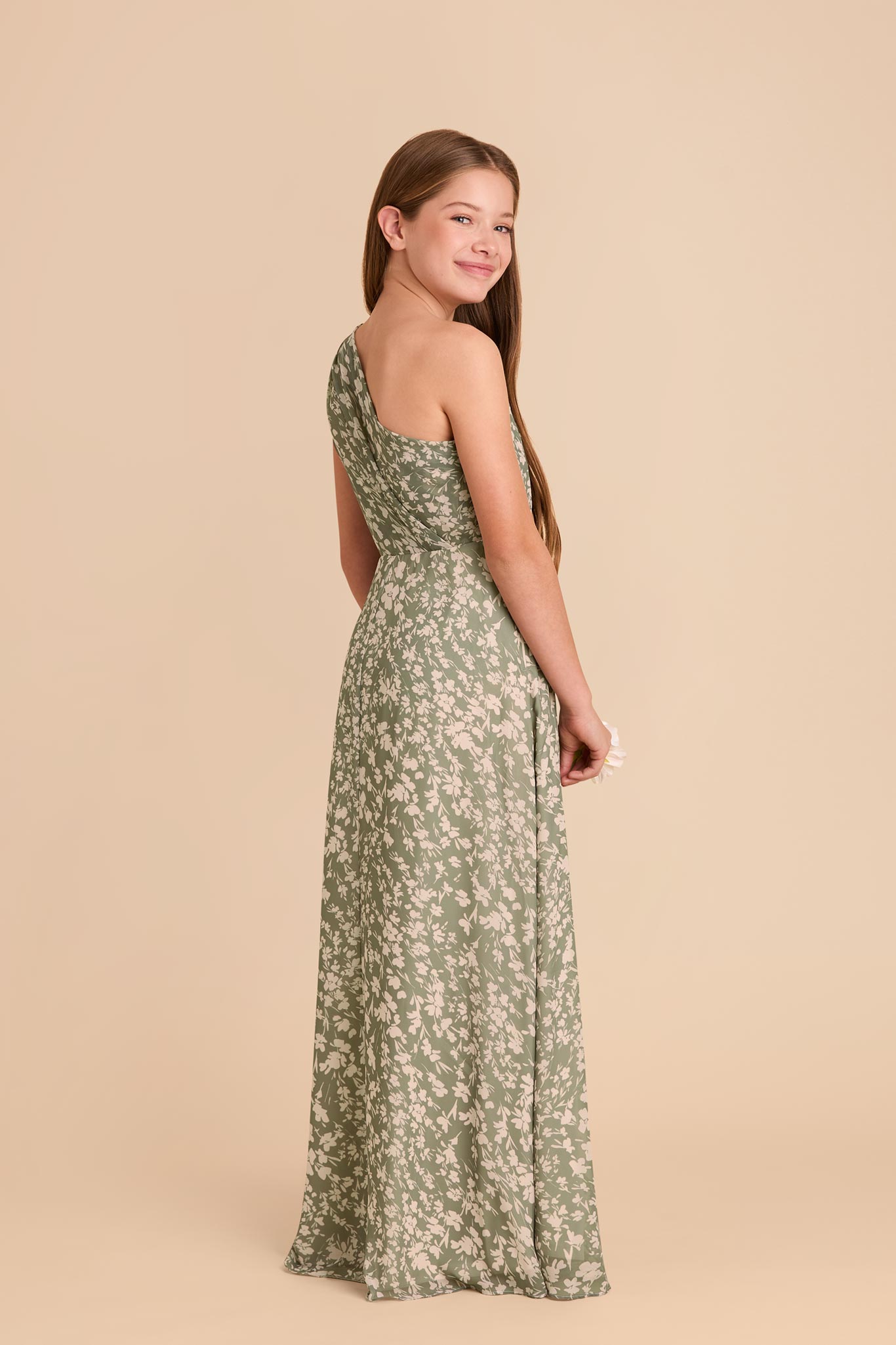 Junior Chiffon Dress with One-Shoulder Design | Kiara Thyme Floral