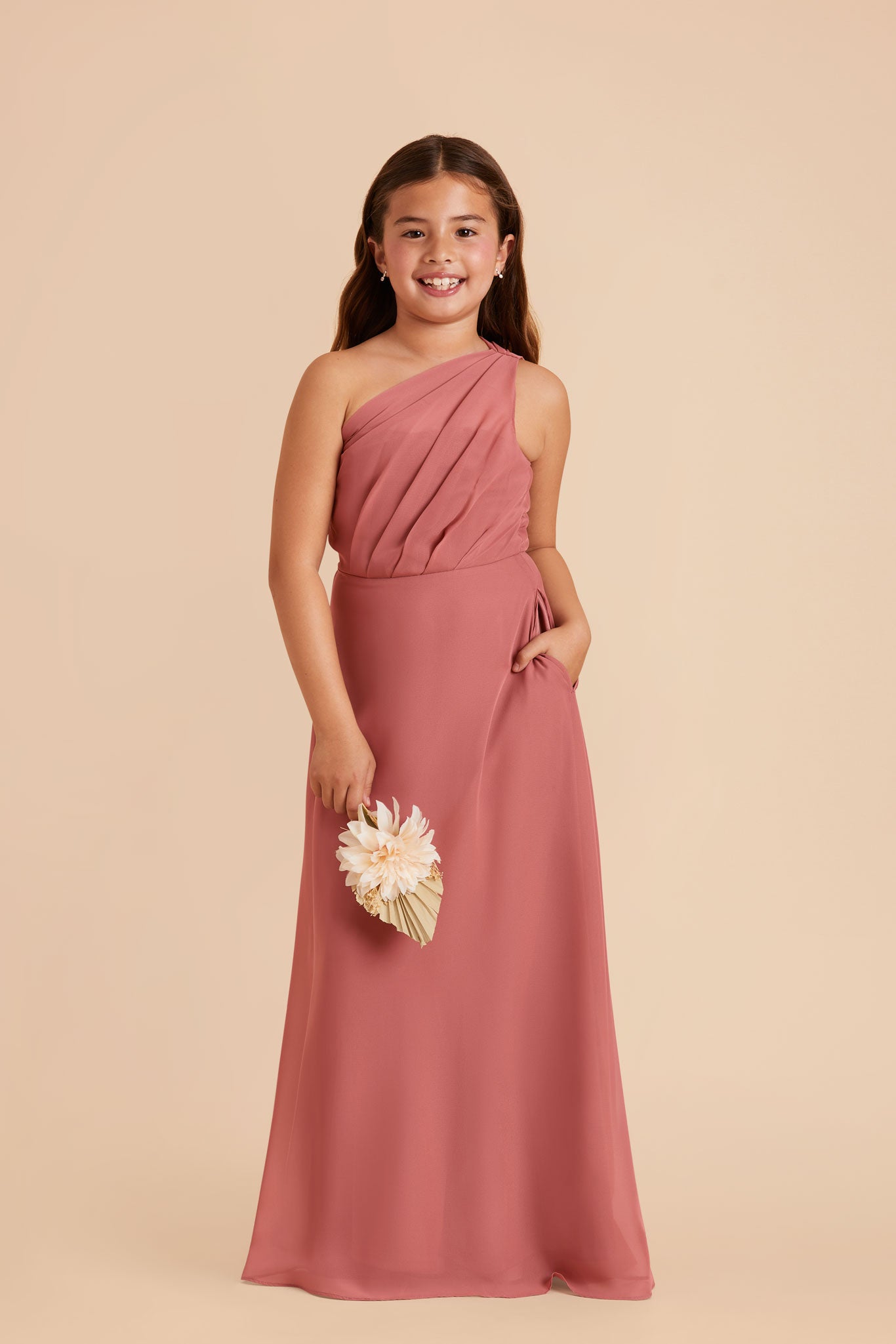 One-Shoulder Chiffon Dress for Juniors | Kiara Wild Rose