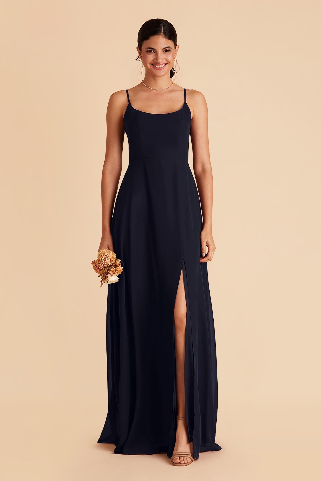 Chiffon Scoop Dress in Navy | Amy