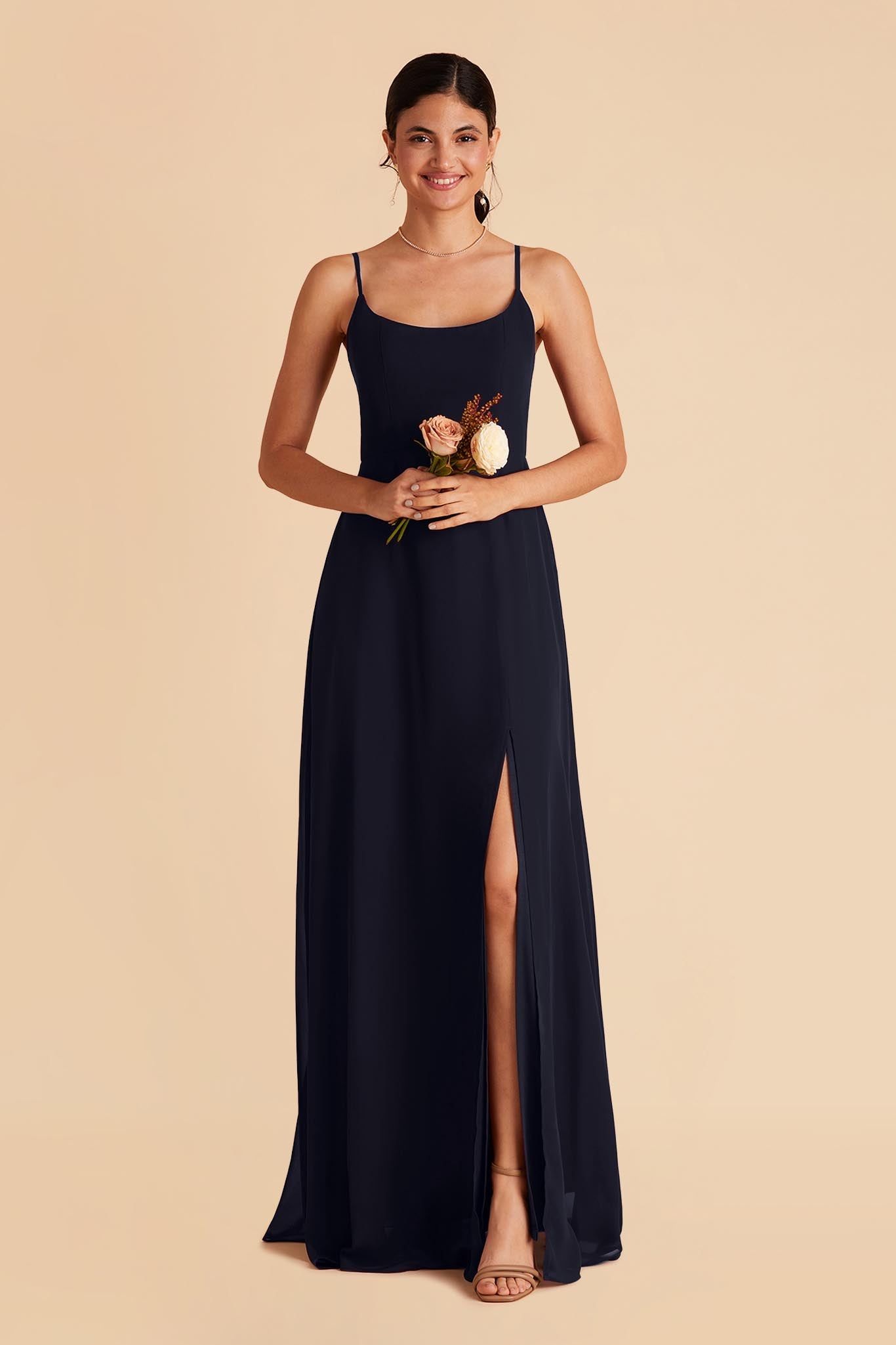 Chiffon Scoop Dress in Navy | Amy
