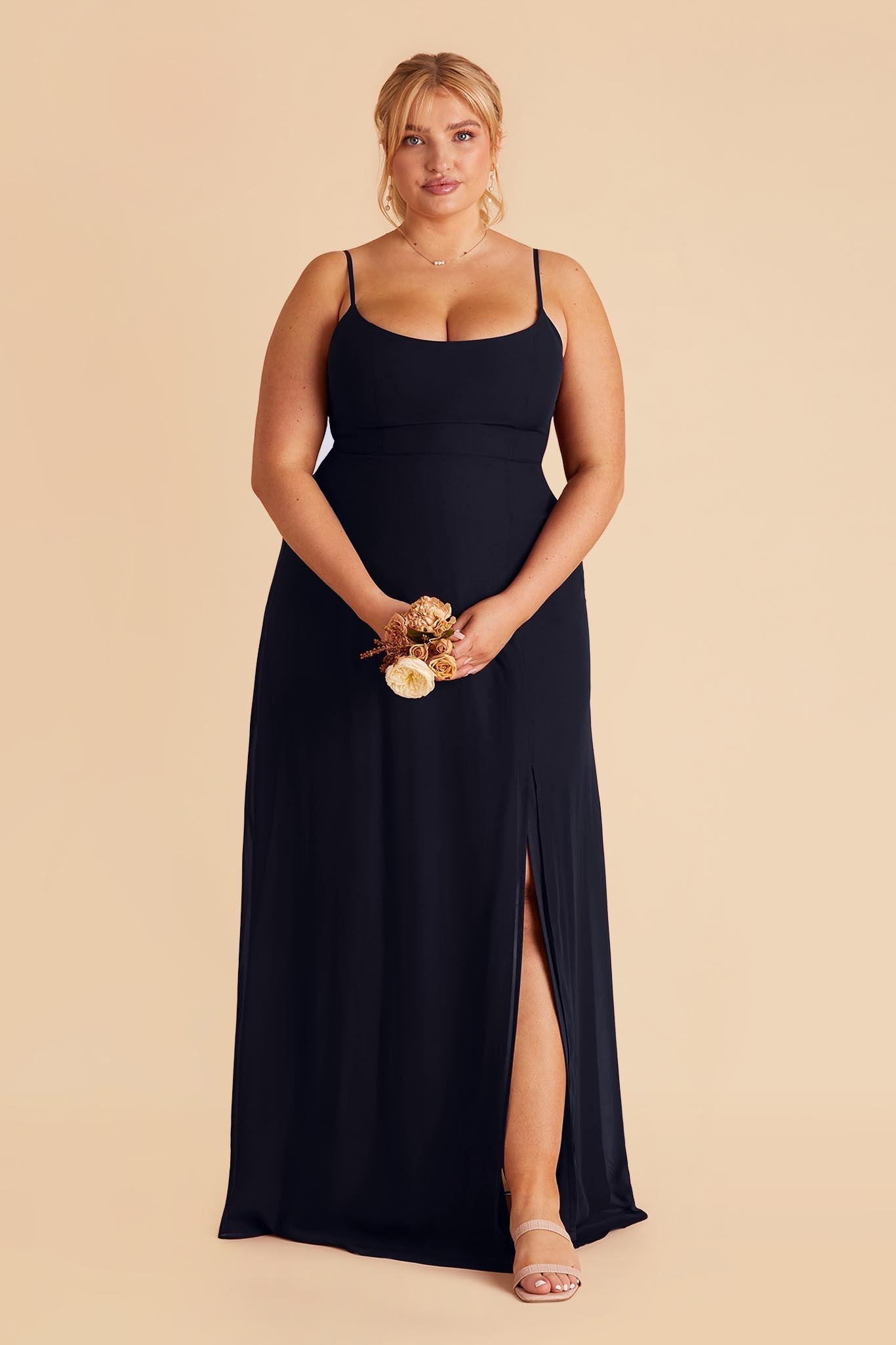 Chiffon Scoop Dress in Navy | Amy