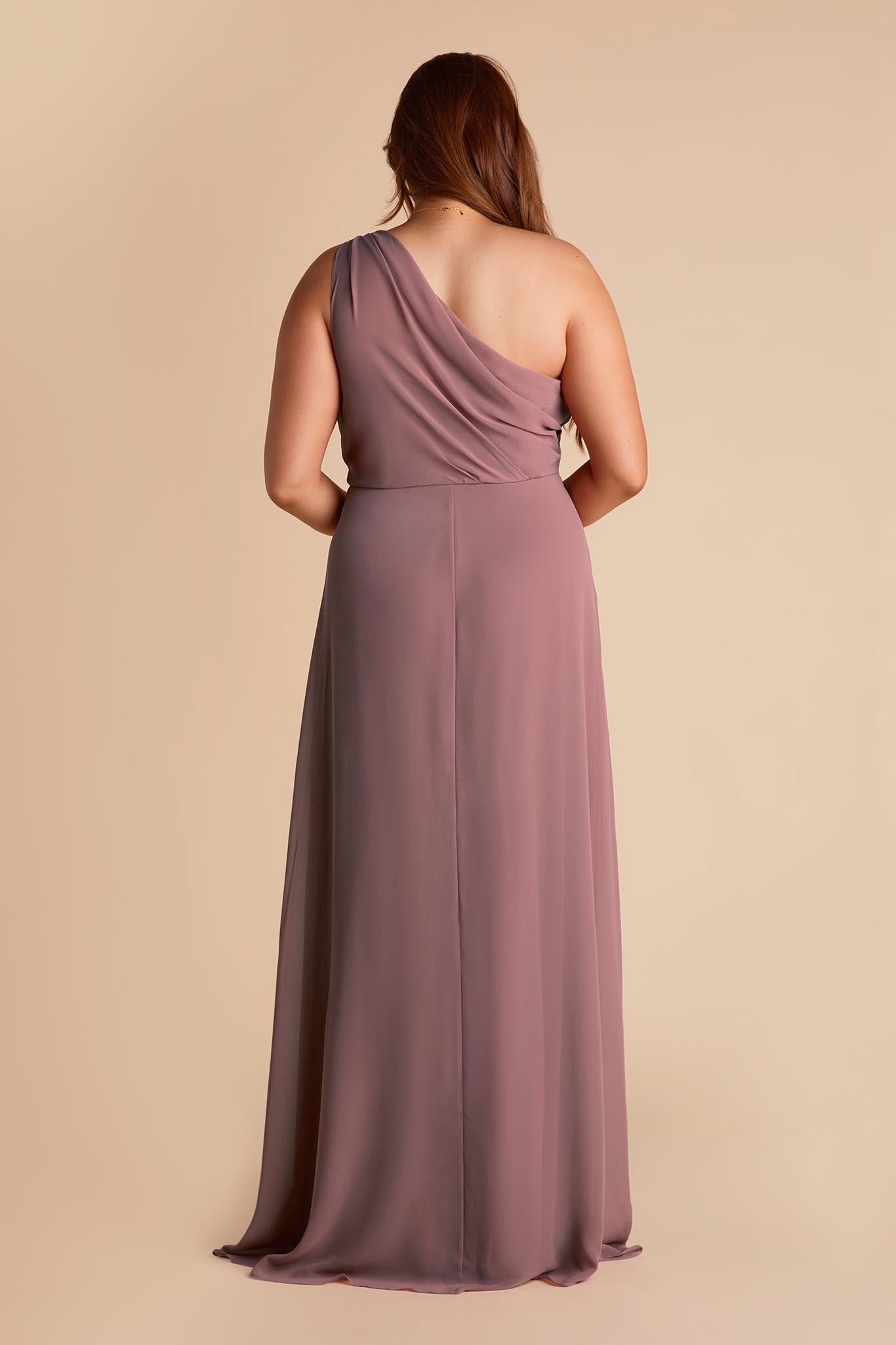 One-Shoulder Chiffon Bridesmaid Dress in Dark Mauve | Kira Dress