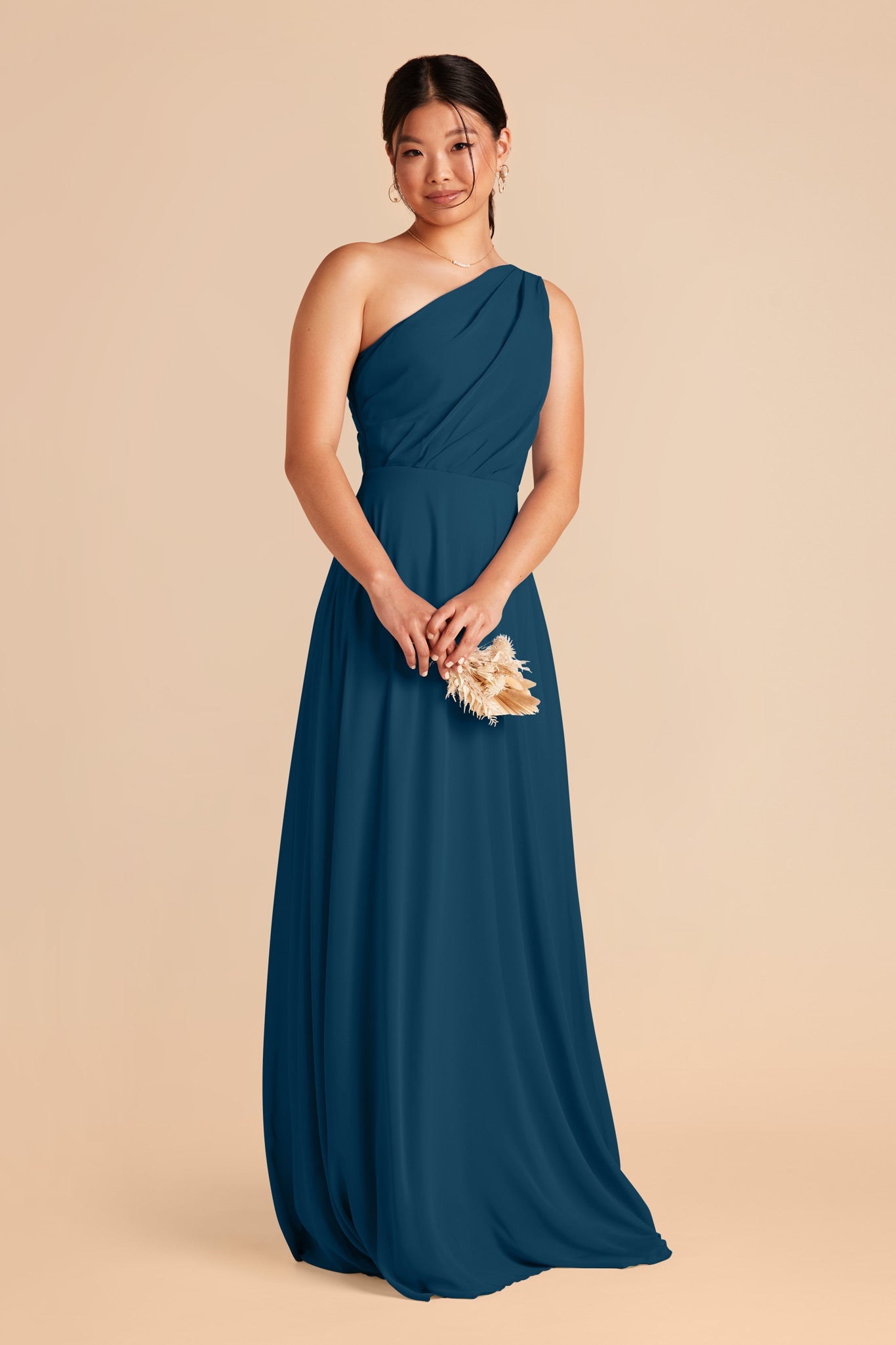 One-Shoulder Chiffon Bridesmaid Dress | Kira Dress Dark Teal