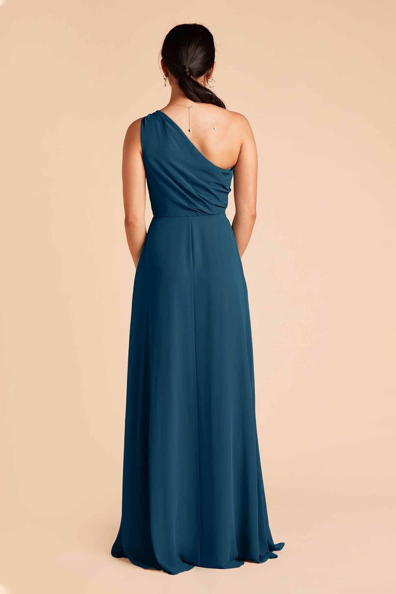 One-Shoulder Chiffon Bridesmaid Dress | Kira Dress Dark Teal