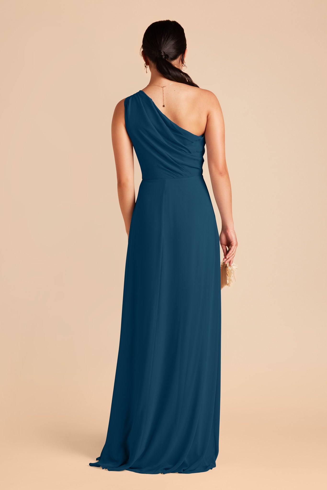 One-Shoulder Chiffon Bridesmaid Dress | Kira Dress Dark Teal