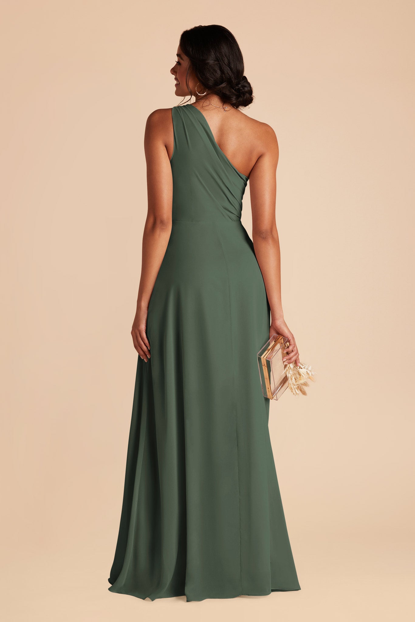 One-Shoulder Chiffon Bridesmaid Dress | Kira - Eucalyptus