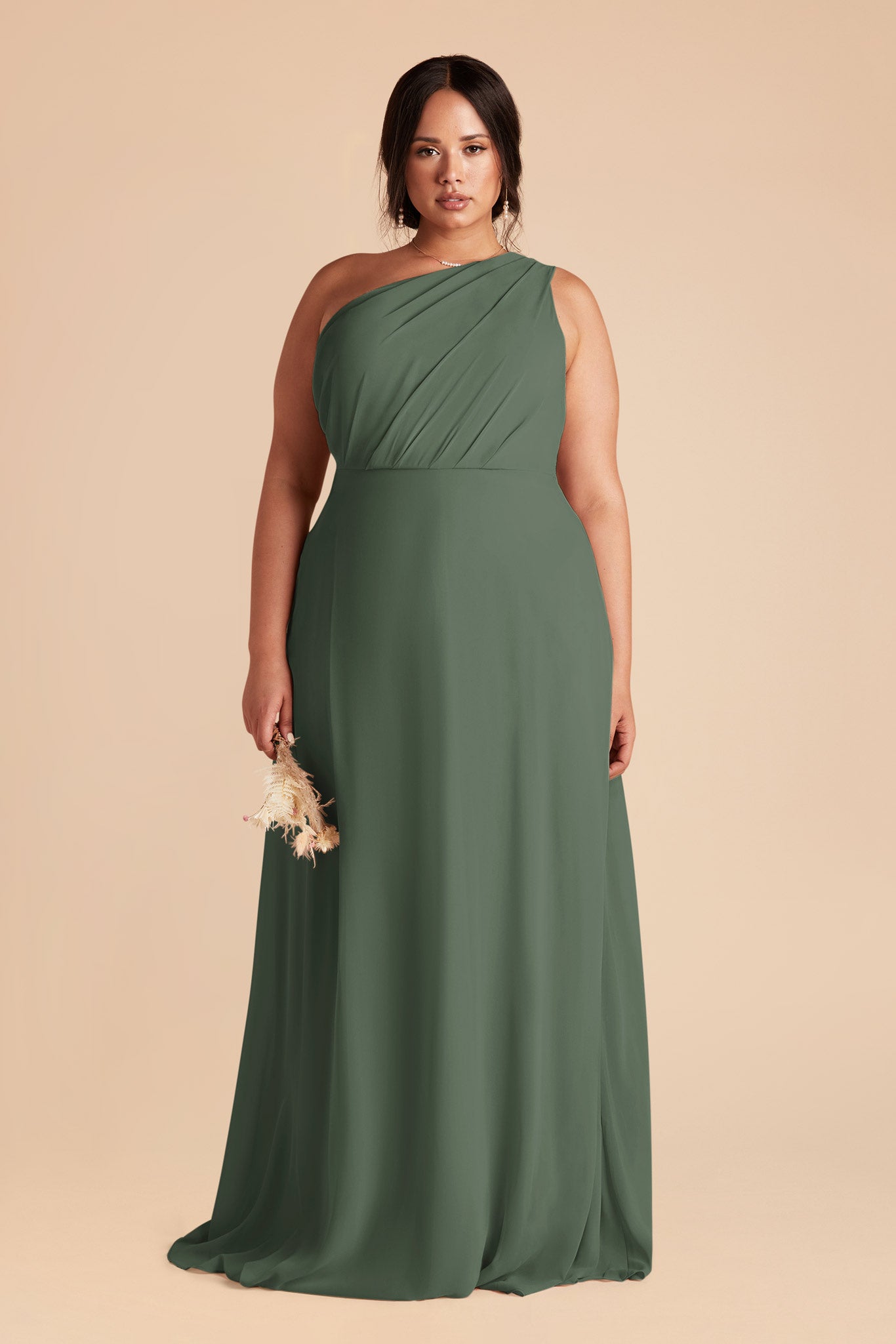 One-Shoulder Chiffon Bridesmaid Dress | Kira - Eucalyptus
