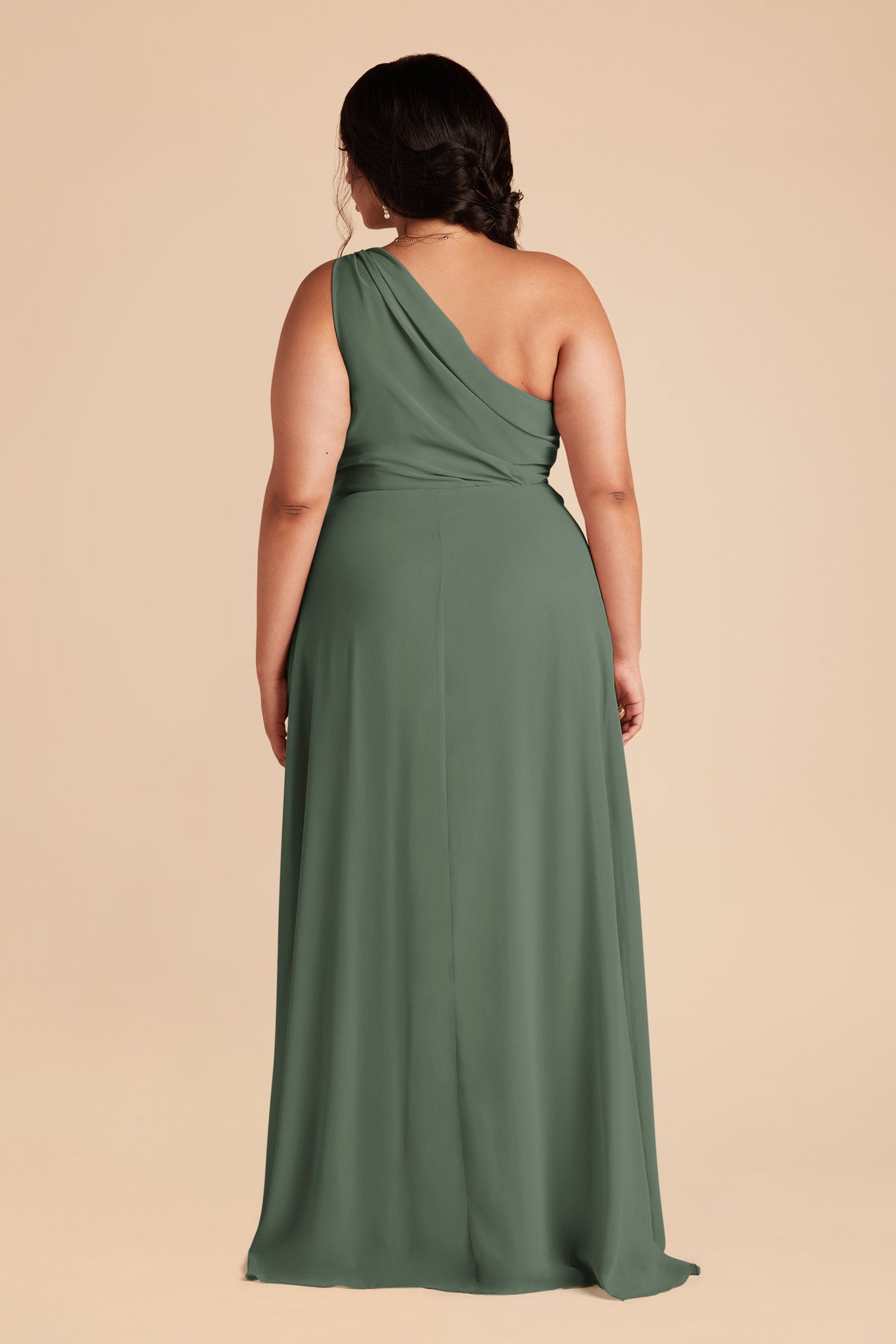 One-Shoulder Chiffon Bridesmaid Dress | Kira - Eucalyptus