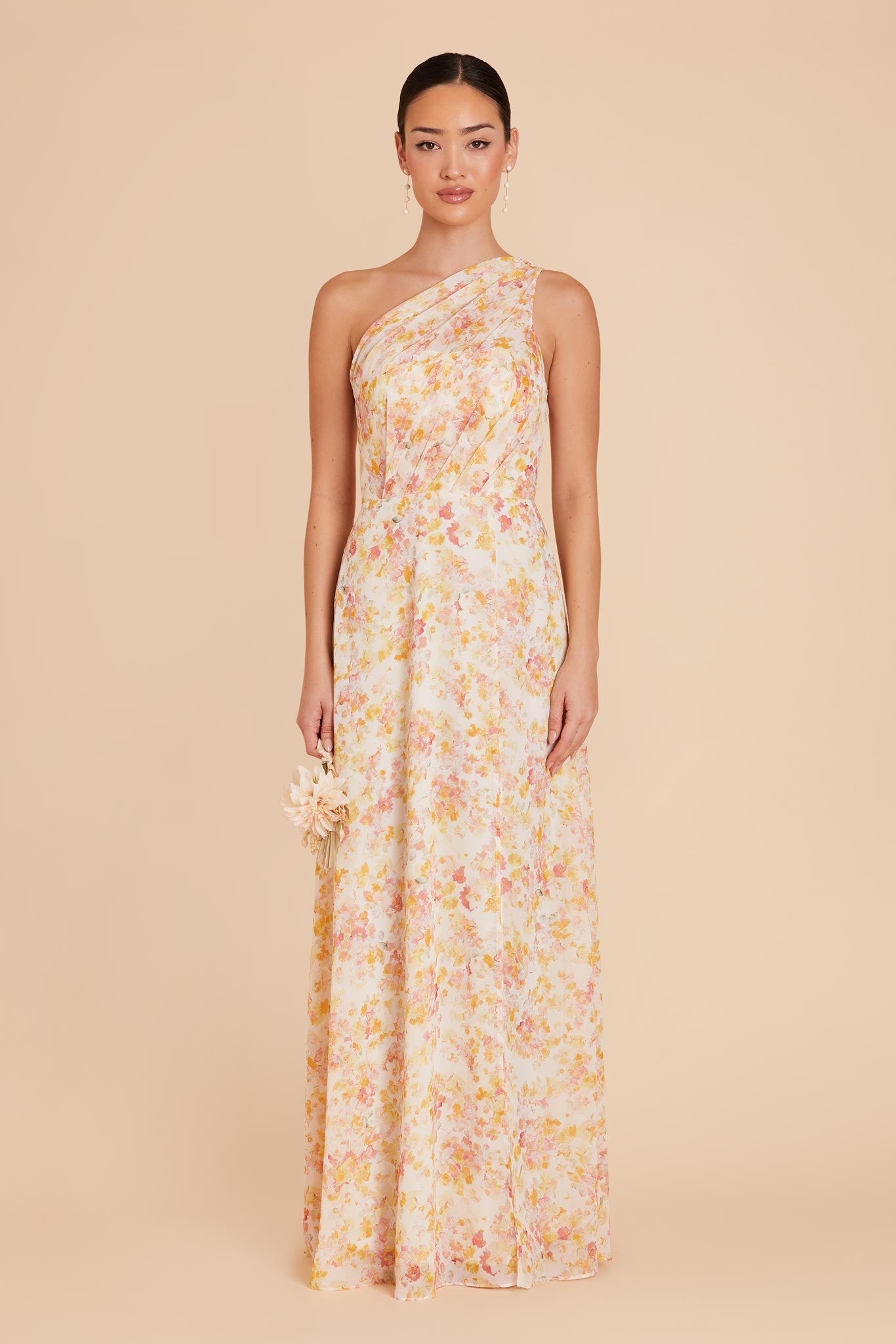 One-Shoulder Chiffon Bridesmaid Dress | Kira Floral