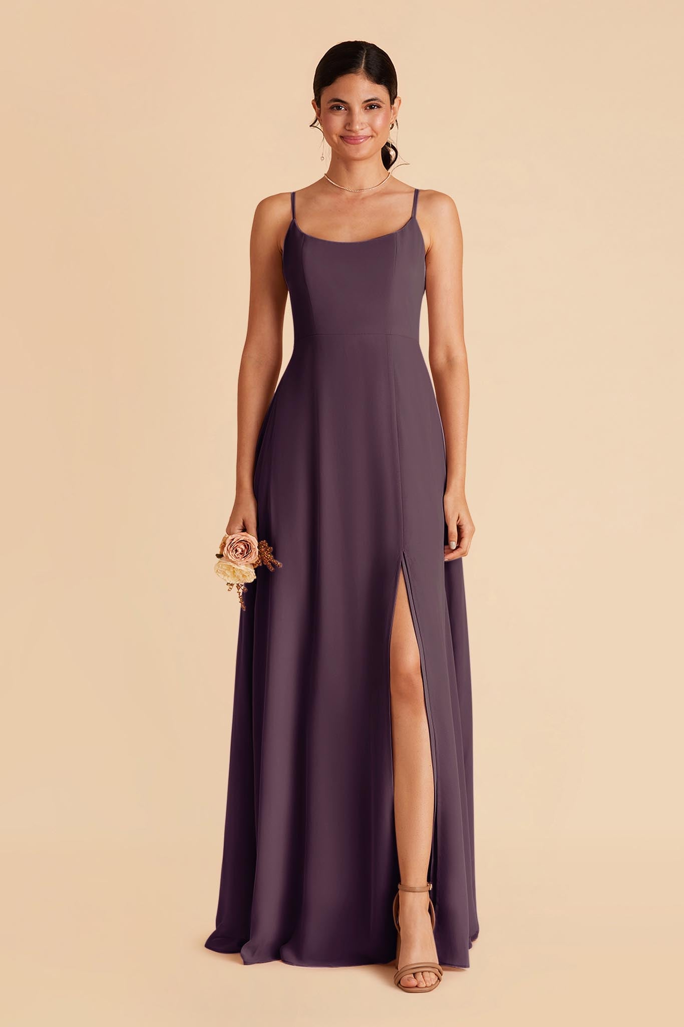 Chiffon Scoop Dress in Plum | Amy