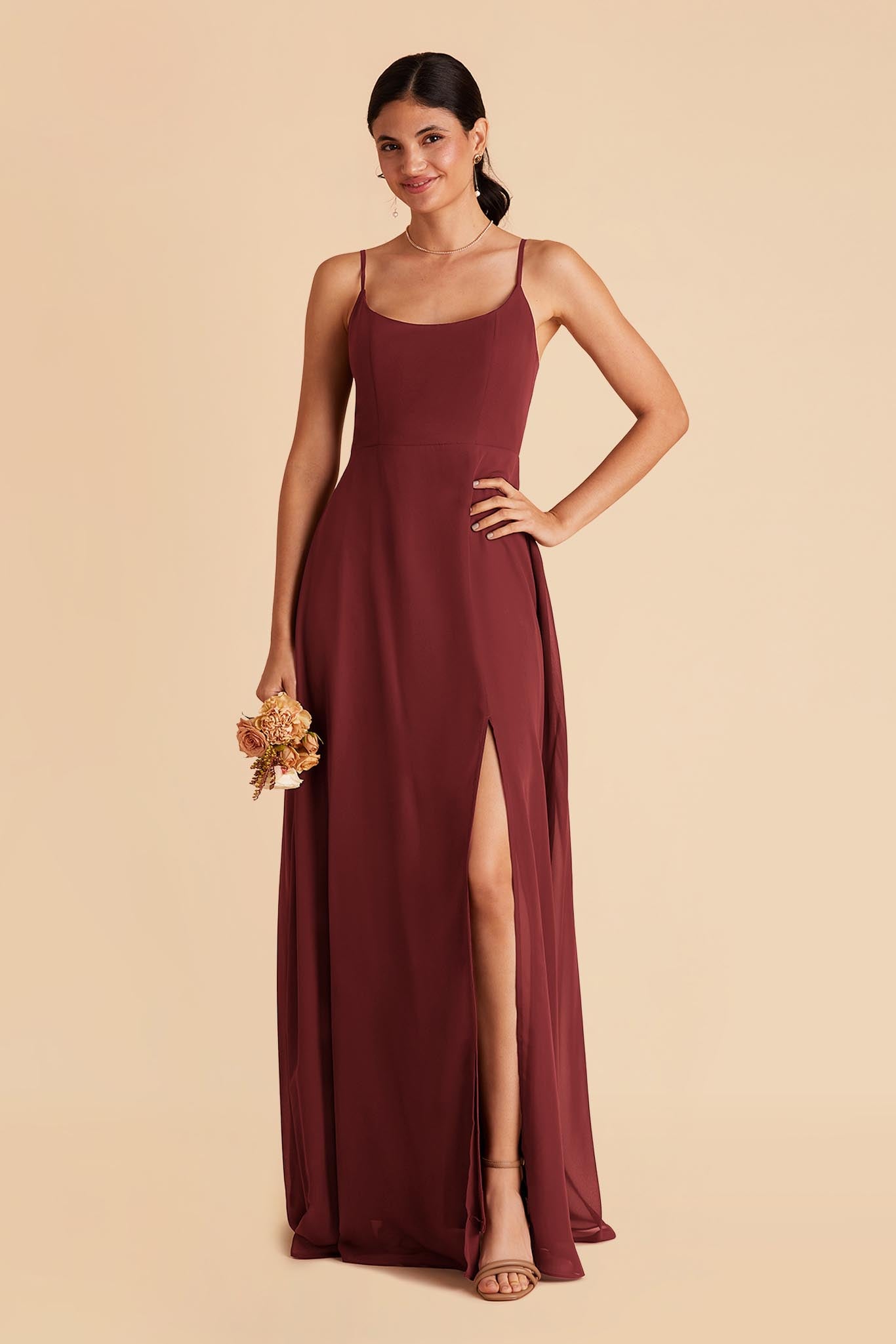 Chiffon Scoop Dress in Rosewood | Amy