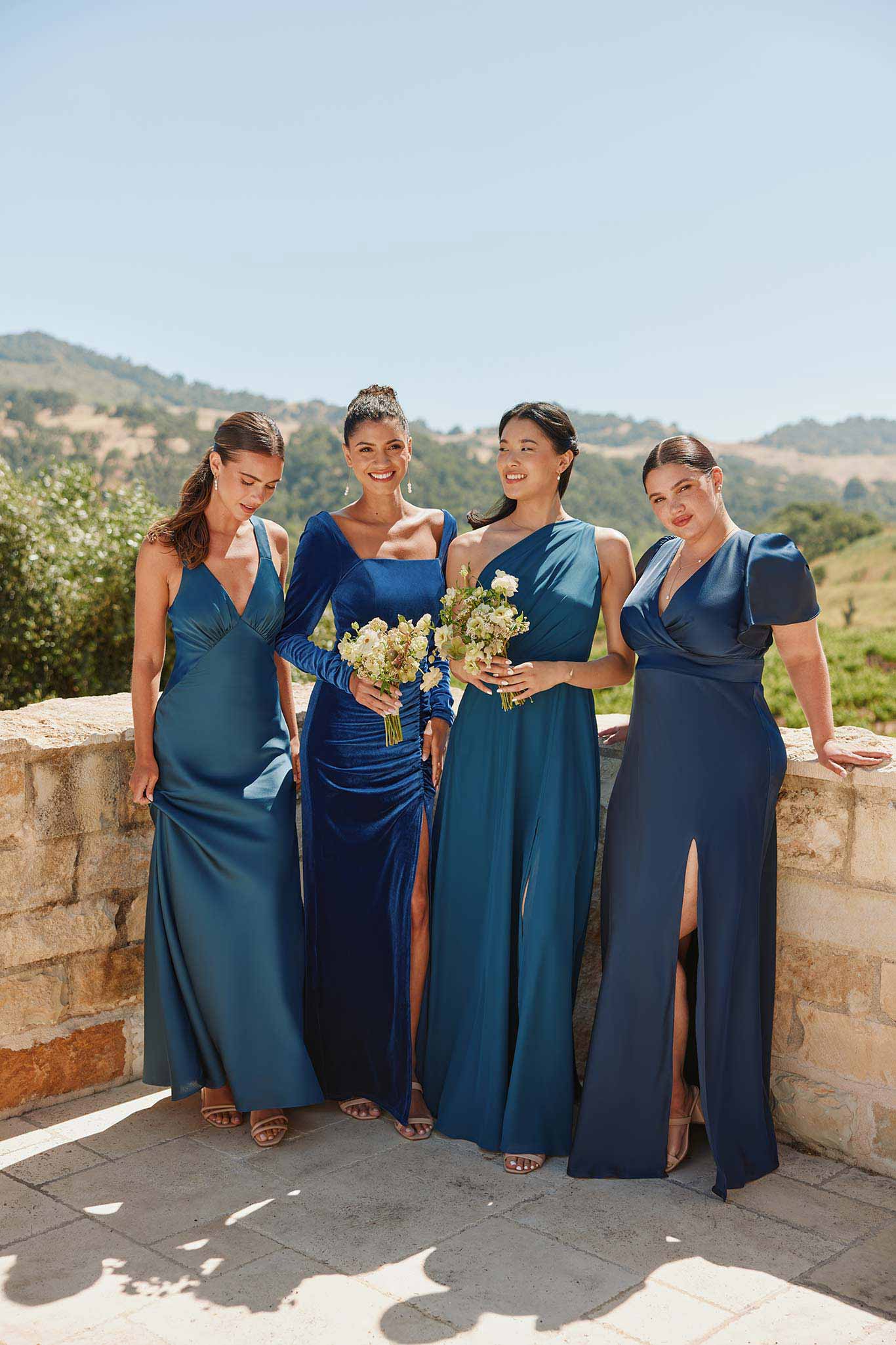 One-Shoulder Chiffon Bridesmaid Dress with Slit | Kira Dark Teal