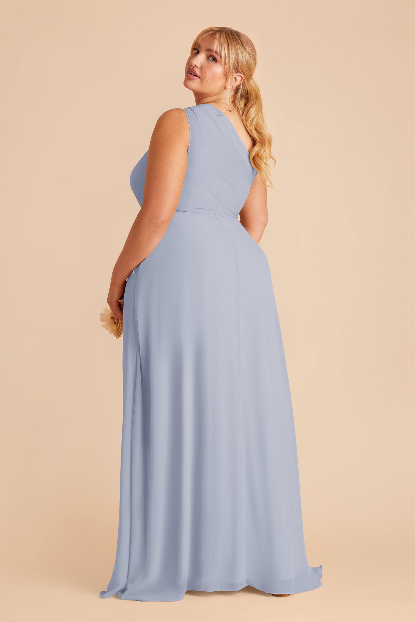 One-Shoulder Chiffon Bridesmaid Dress with Slit | Kira Dress