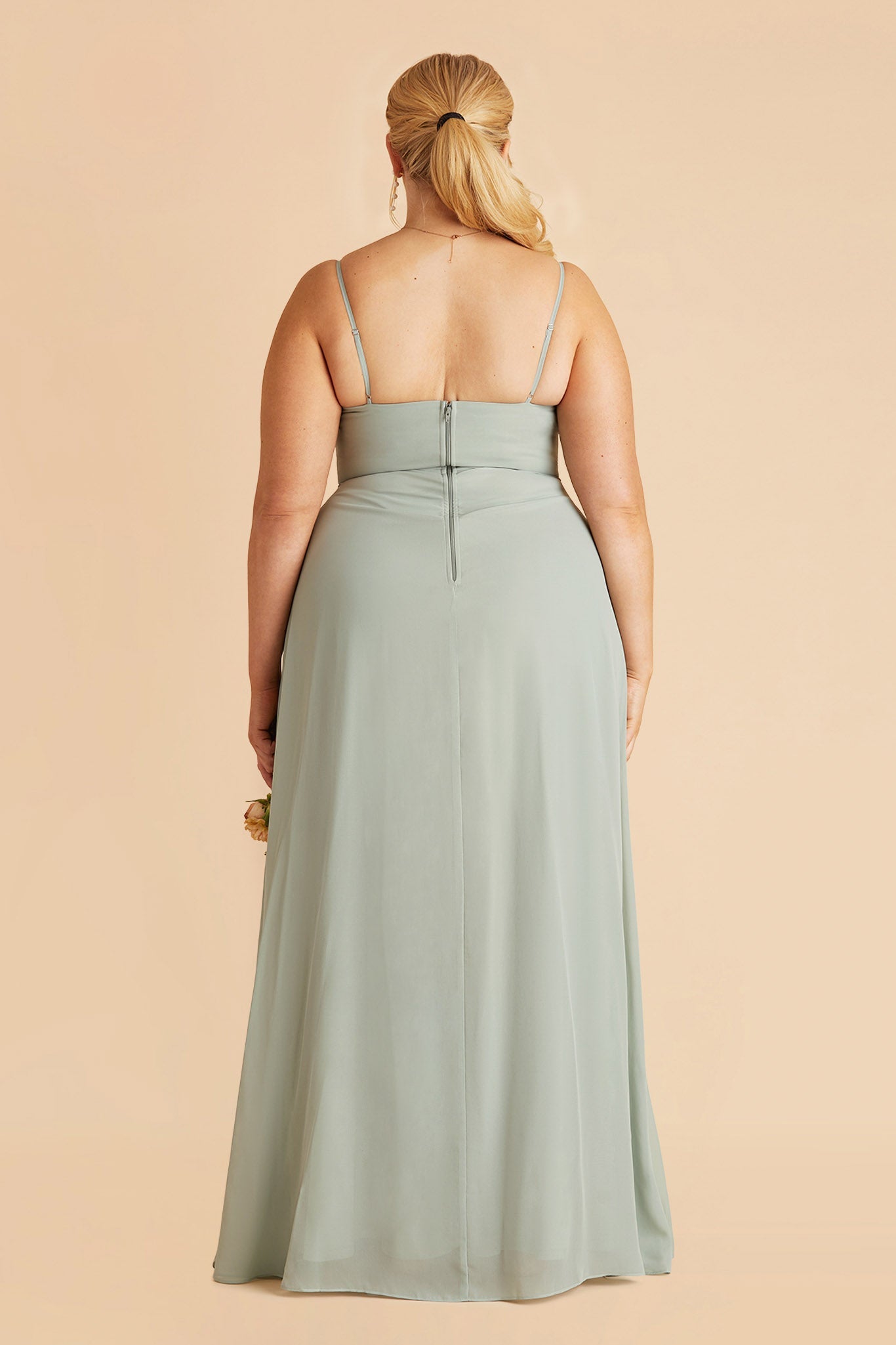 Chiffon Scoop Dress in Sage | Amy