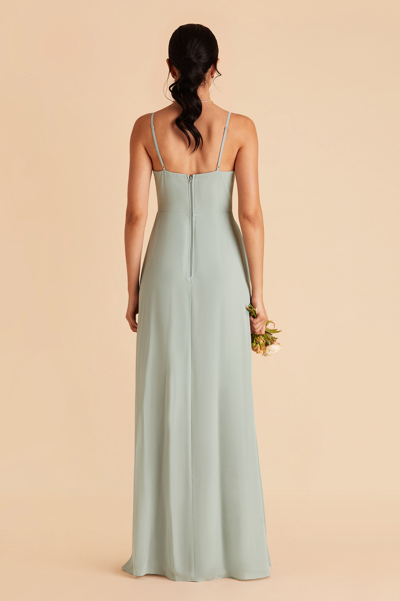 Chiffon Scoop Dress in Sage | Amy