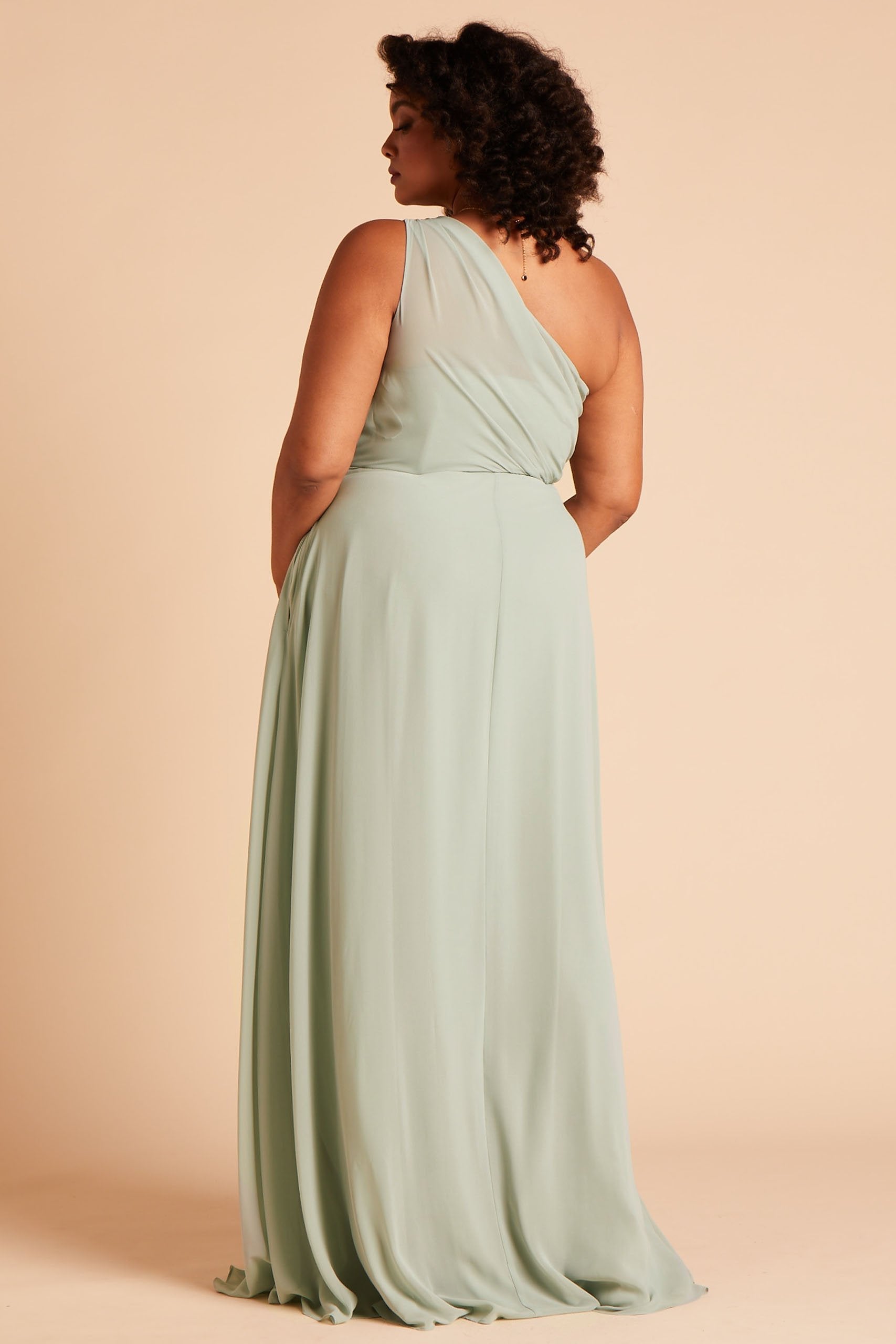 One-Shoulder Chiffon Bridesmaid Dress with Slit | Kira Sage