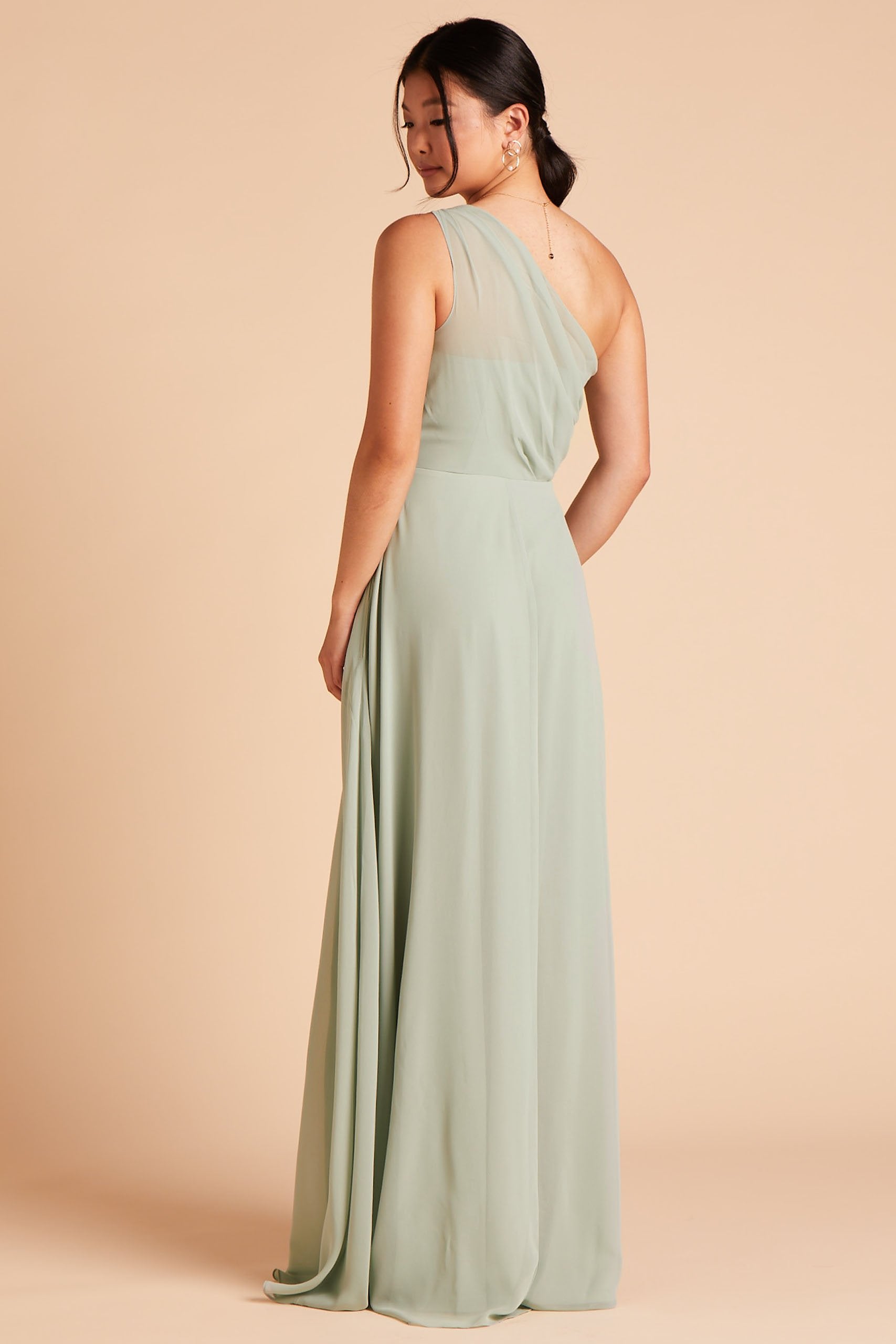 One-Shoulder Chiffon Bridesmaid Dress with Slit | Kira Sage