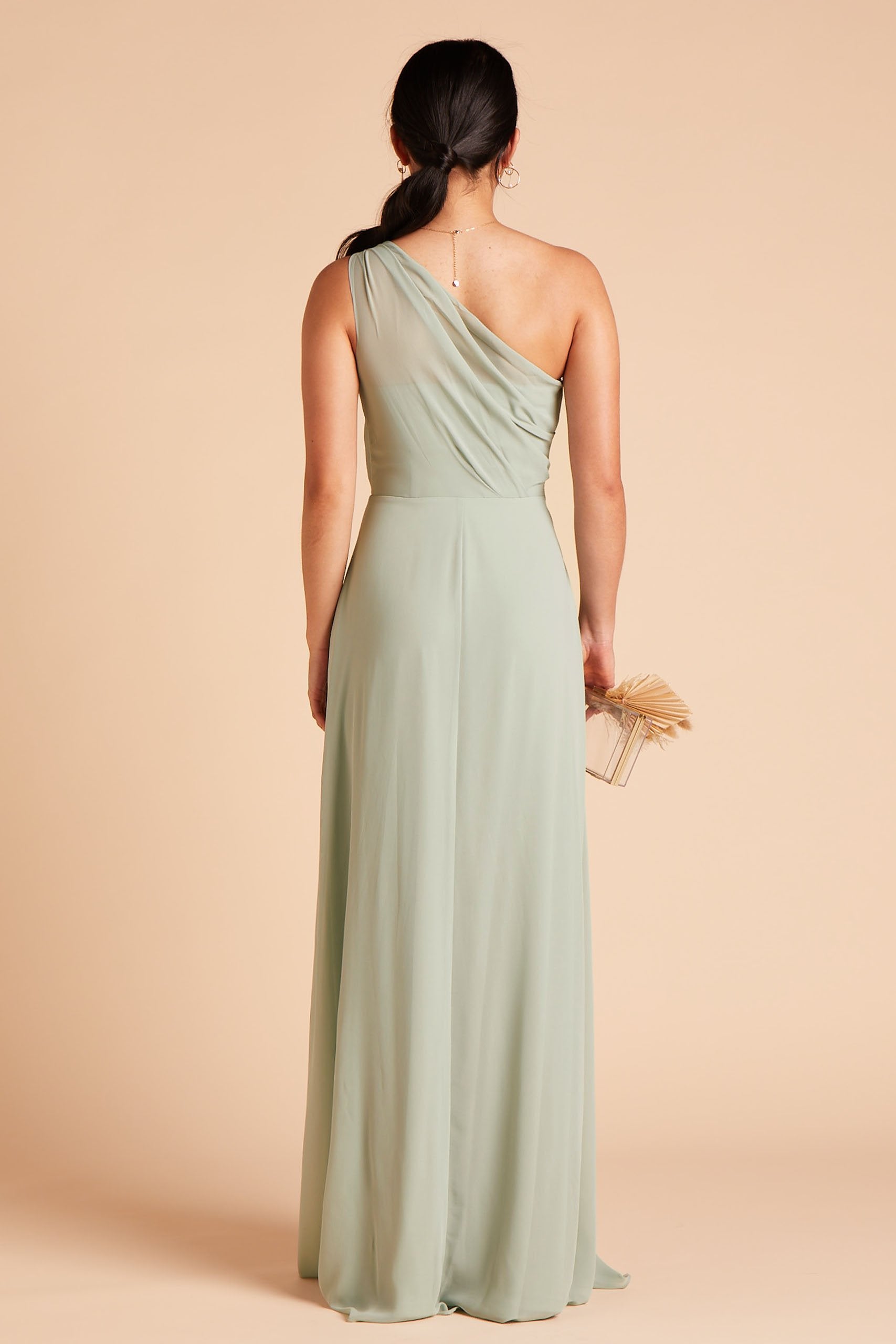 One-Shoulder Chiffon Bridesmaid Dress with Slit | Kira Sage