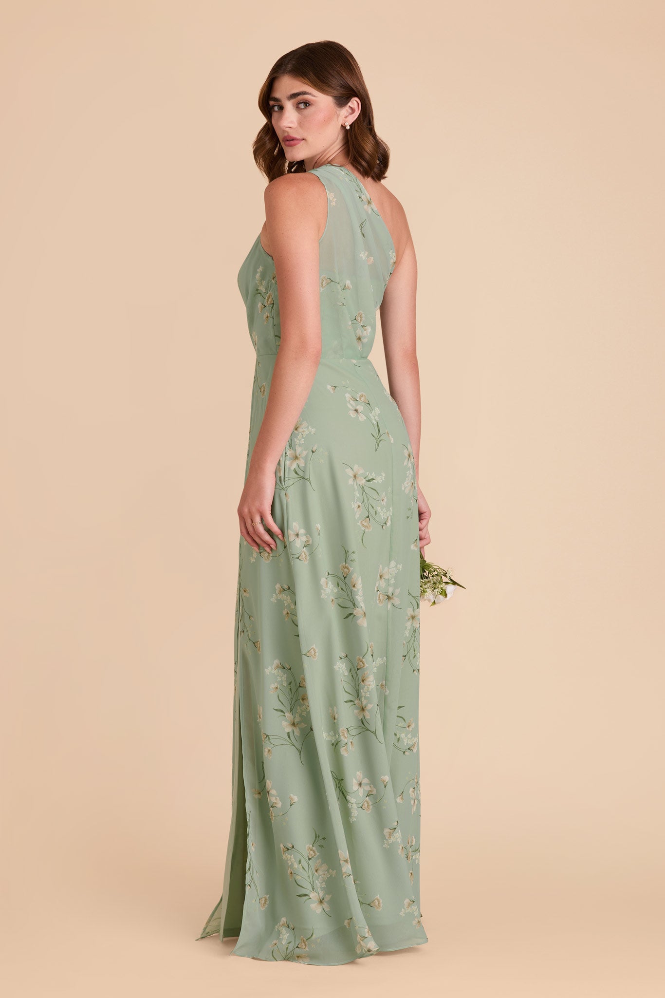 One-Shoulder Chiffon Bridesmaid Dress with Slit | Sage Le Fleur