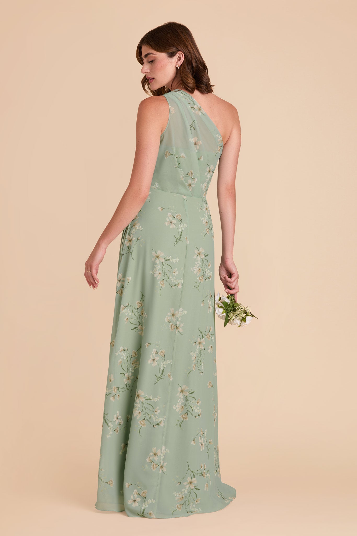 One-Shoulder Chiffon Bridesmaid Dress with Slit | Sage Le Fleur