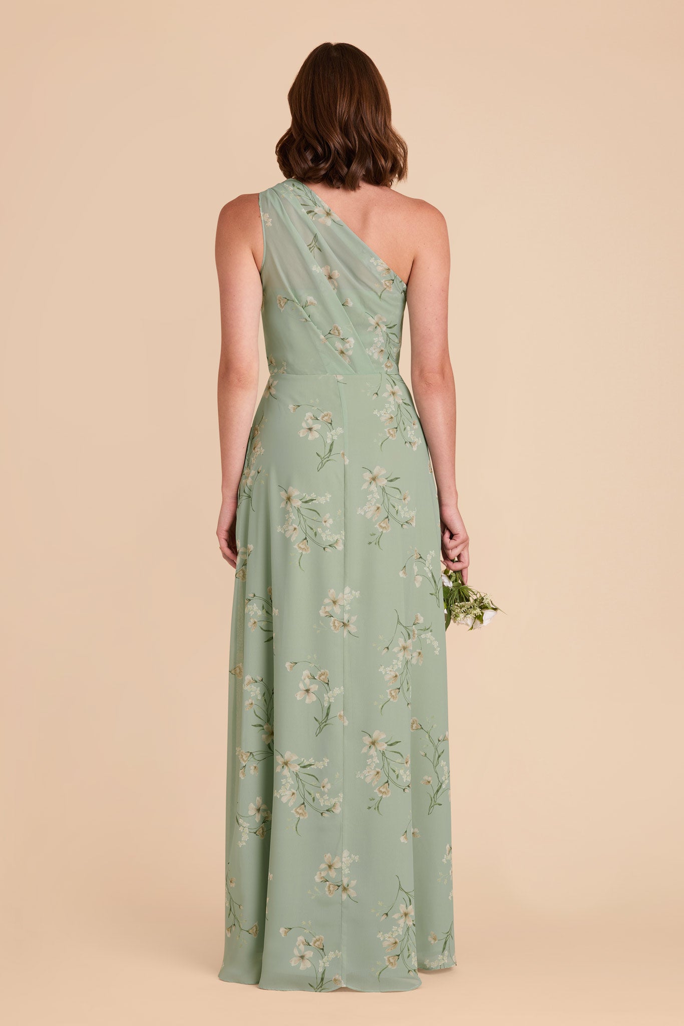One-Shoulder Chiffon Bridesmaid Dress with Slit | Sage Le Fleur