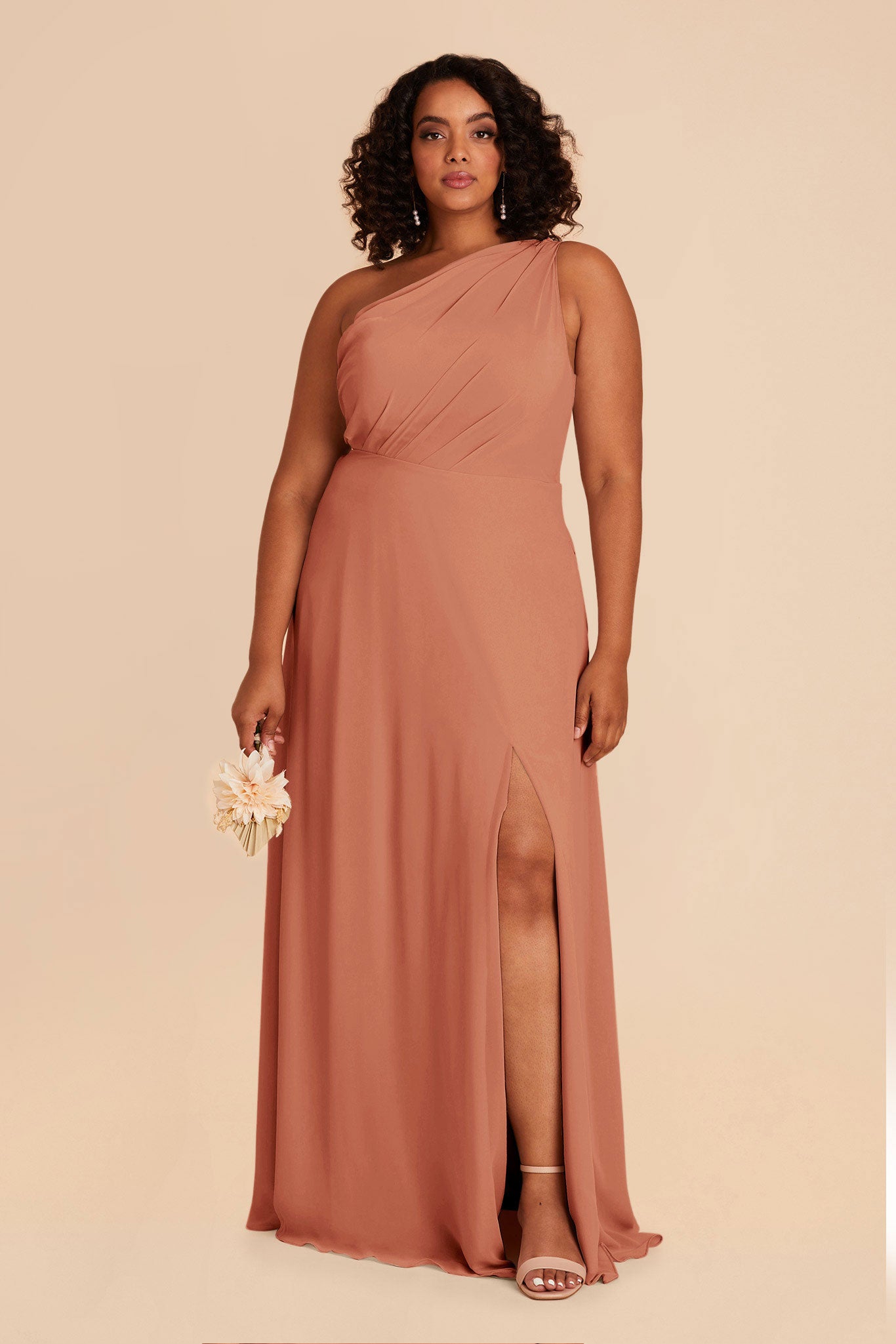 One-Shoulder Chiffon Bridesmaid Dress with Slit | Kira Dress