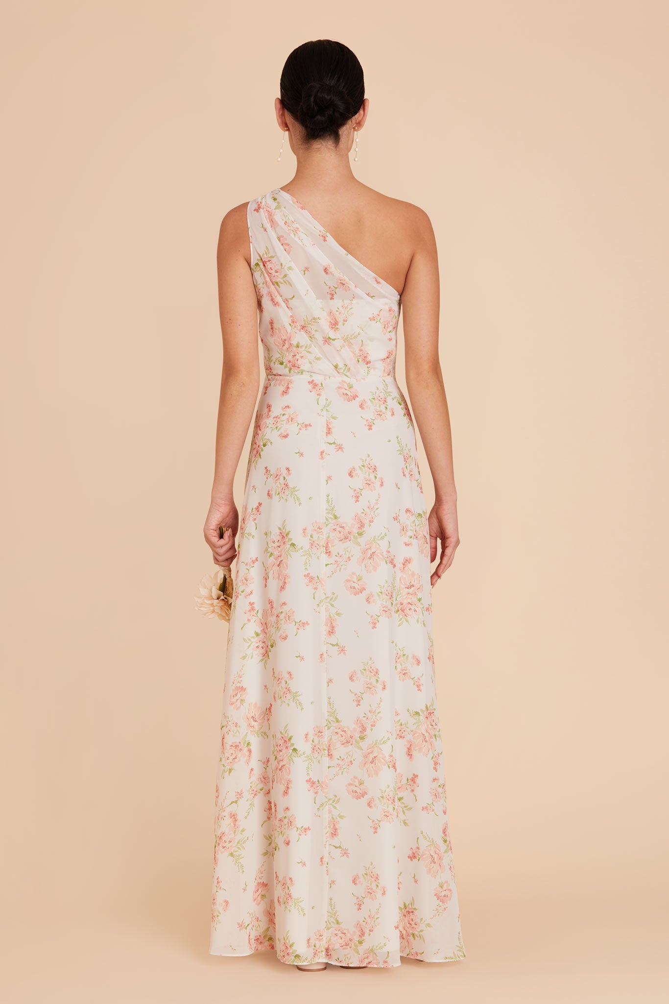 One-Shoulder Chiffon Bridesmaid Dress with Slit | Whimsical Blooms