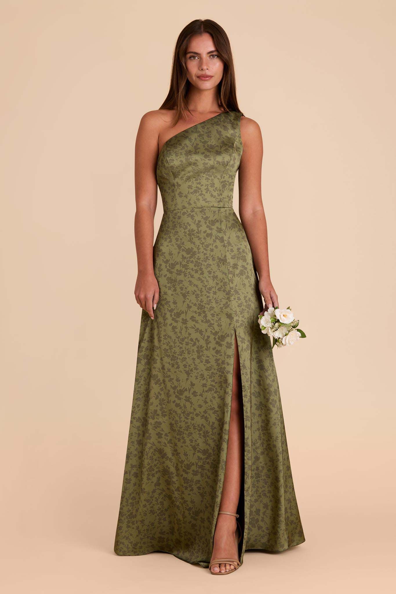 One-Shoulder Matte Satin Dress | Kira Bright Martini Floral