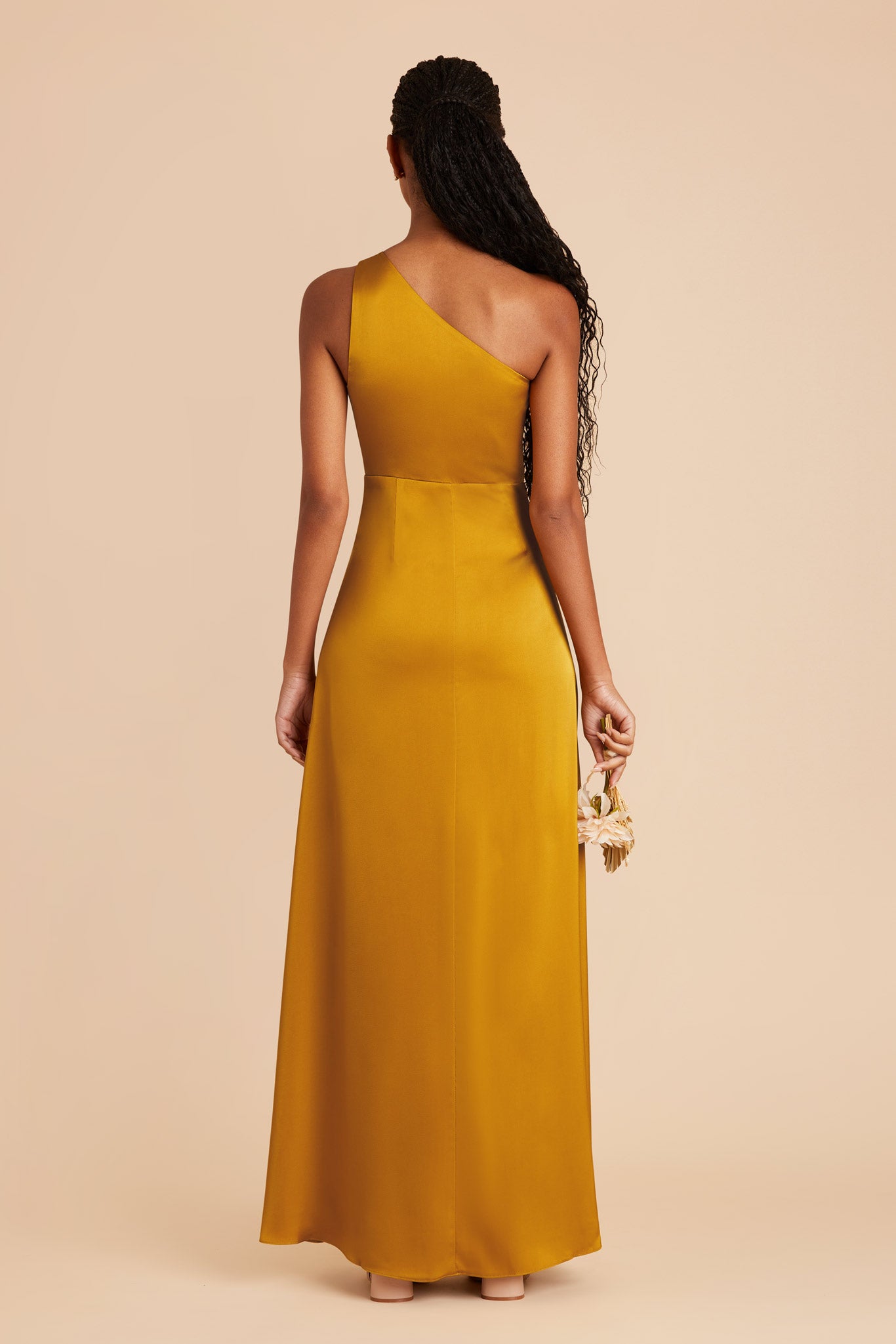 One-Shoulder Matte Satin Dress | Kira Butterscotch