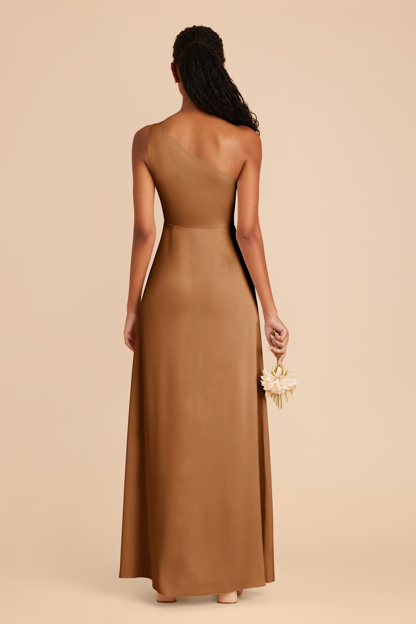 One-Shoulder Matte Satin Dress in Copper | Kira Dress