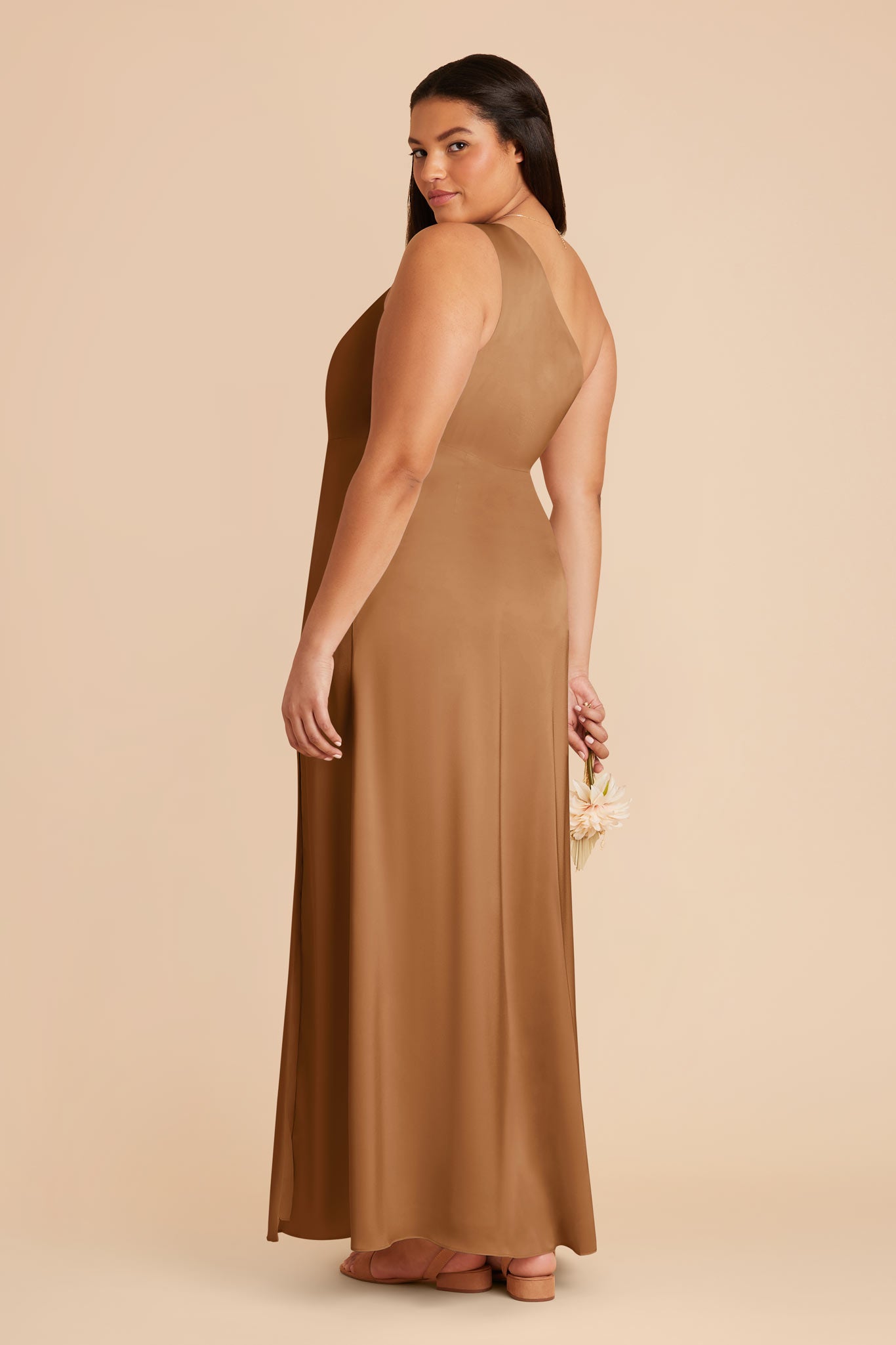 One-Shoulder Matte Satin Dress in Copper | Kira Dress