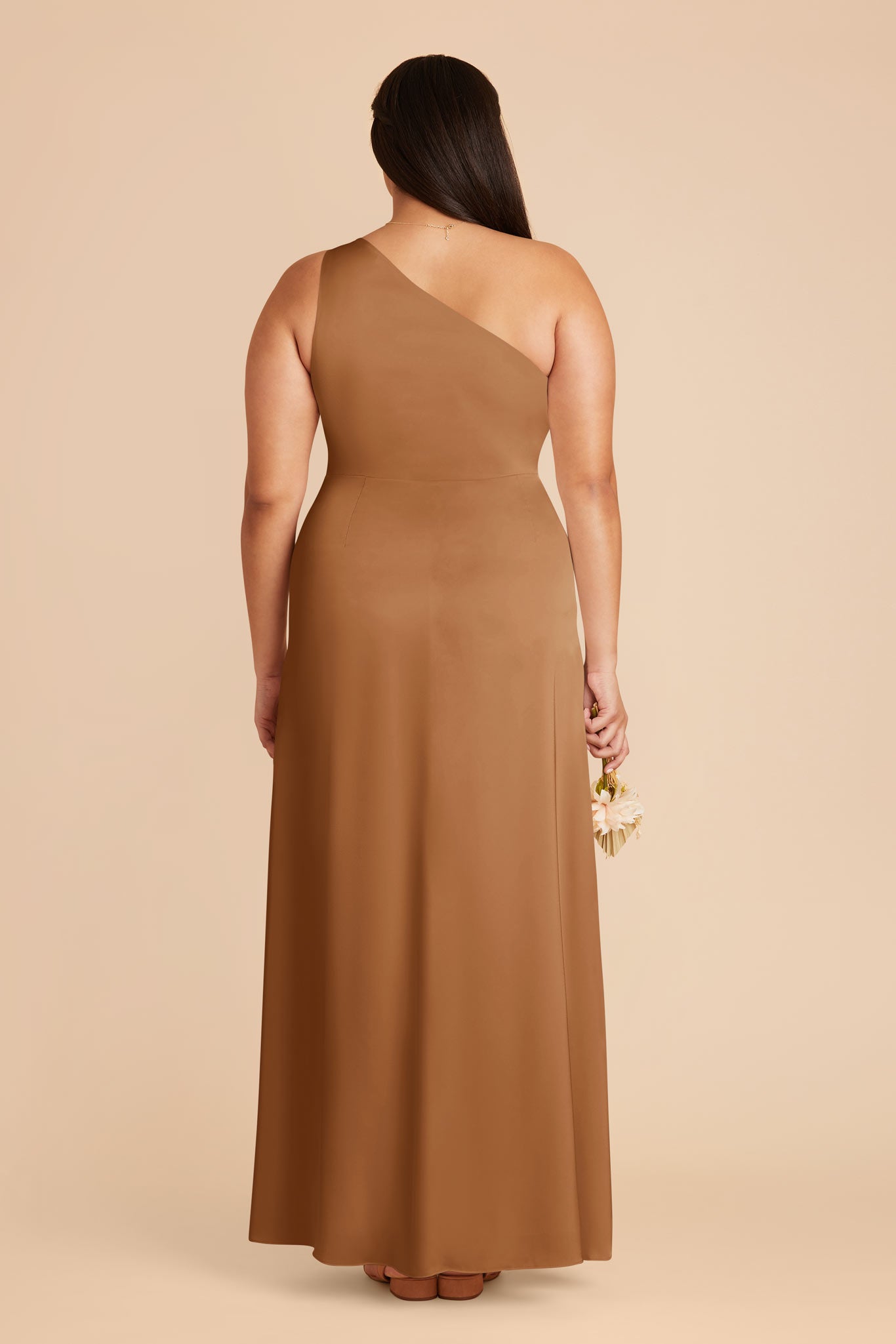 One-Shoulder Matte Satin Dress in Copper | Kira Dress