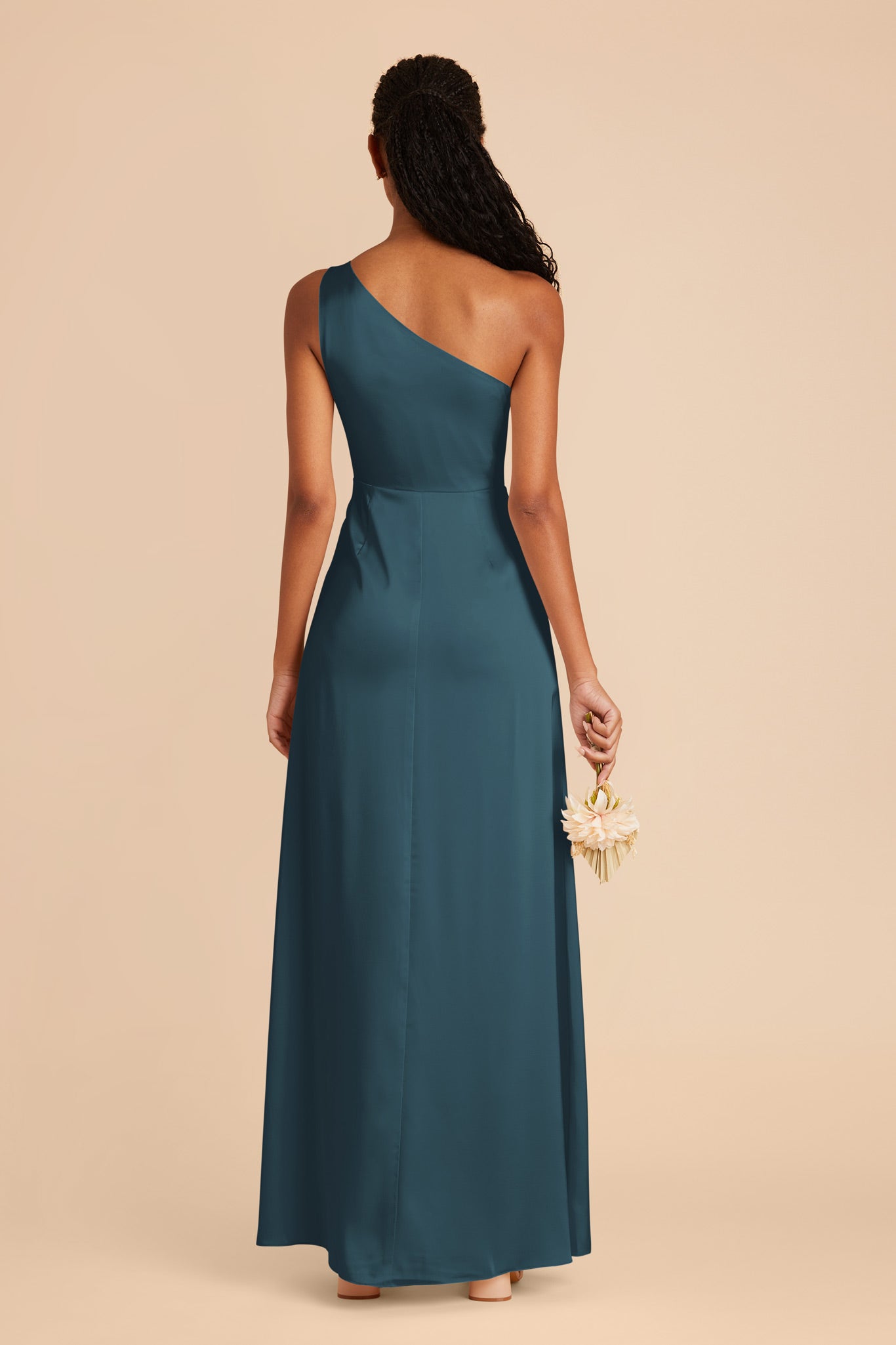 One-Shoulder Matte Satin Dress | Kira Dark Teal
