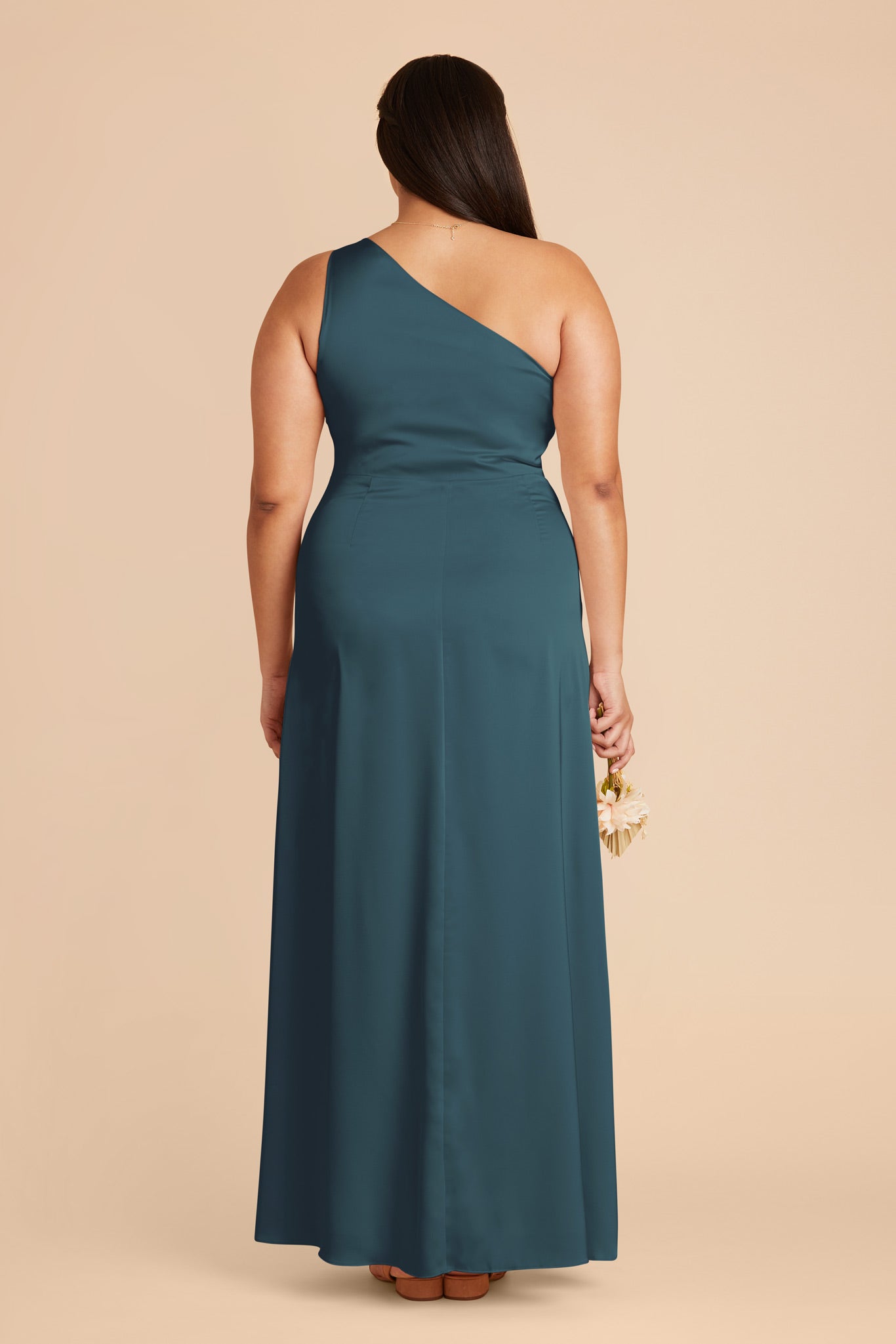 One-Shoulder Matte Satin Dress | Kira Dark Teal